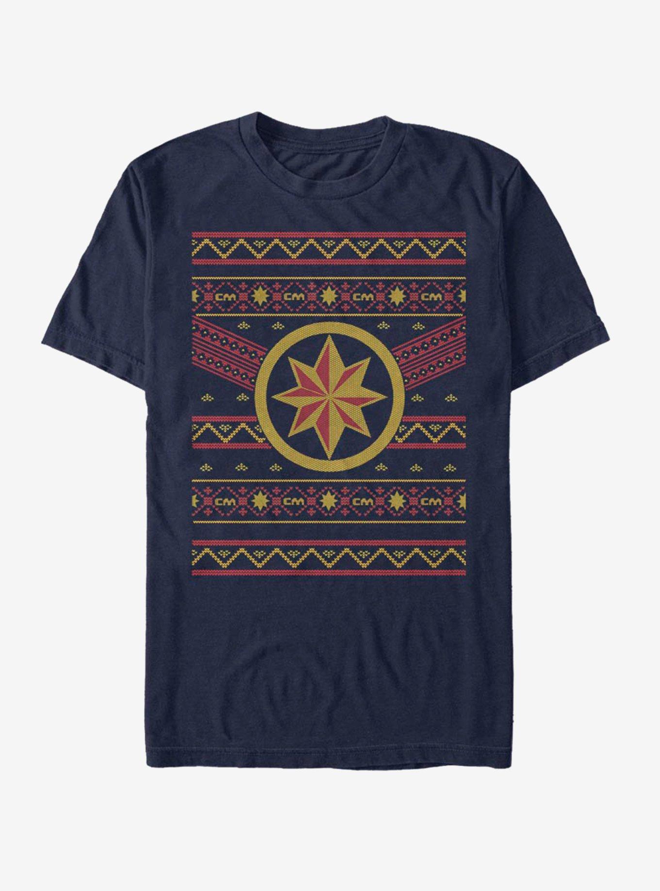 Captain Marvel Logo Ugly Christmas TShirt T-Shirt | Fan Favorite Artwork | Limited Christmas Style