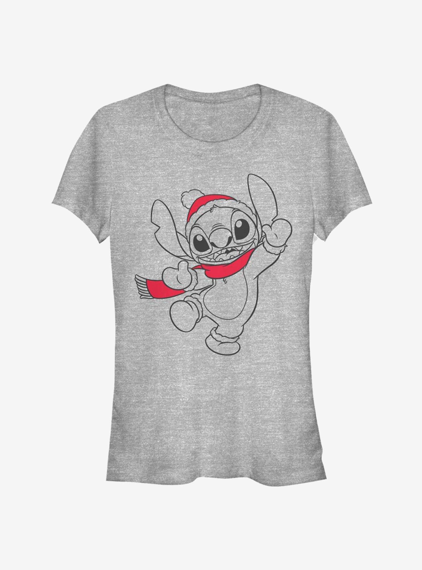 Disney Lilo Stitch Christmas Stitch Outline Girls TShirt T-Shirt | High-Quality Print | Trending Festive Apparel