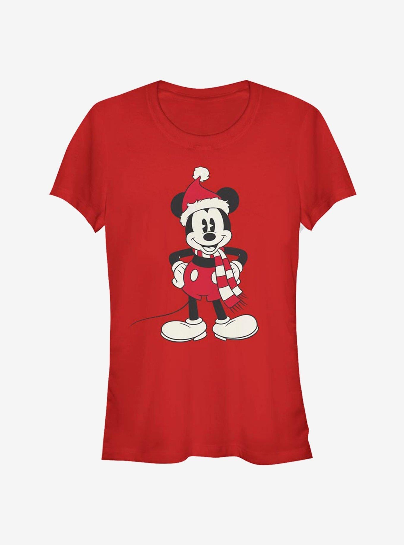 Disney Mickey Mouse Christmas Santa Hat Classic Girls T-Shirt T-Shirt | Fan Favorite Style | Must-Have Style