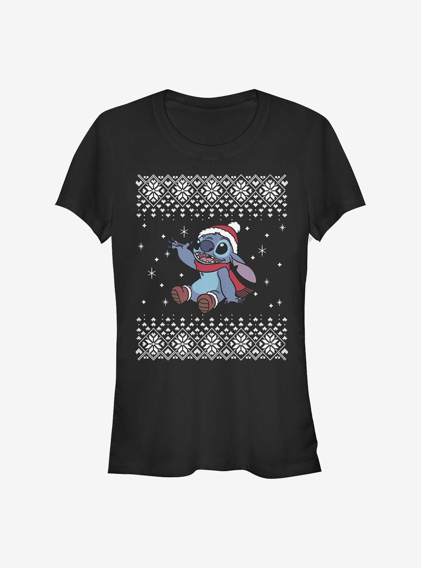 Disney Lilo Stitch Christmas Front Girls TShirt T-Shirt | Cute Festive Style | Trending Festive Apparel