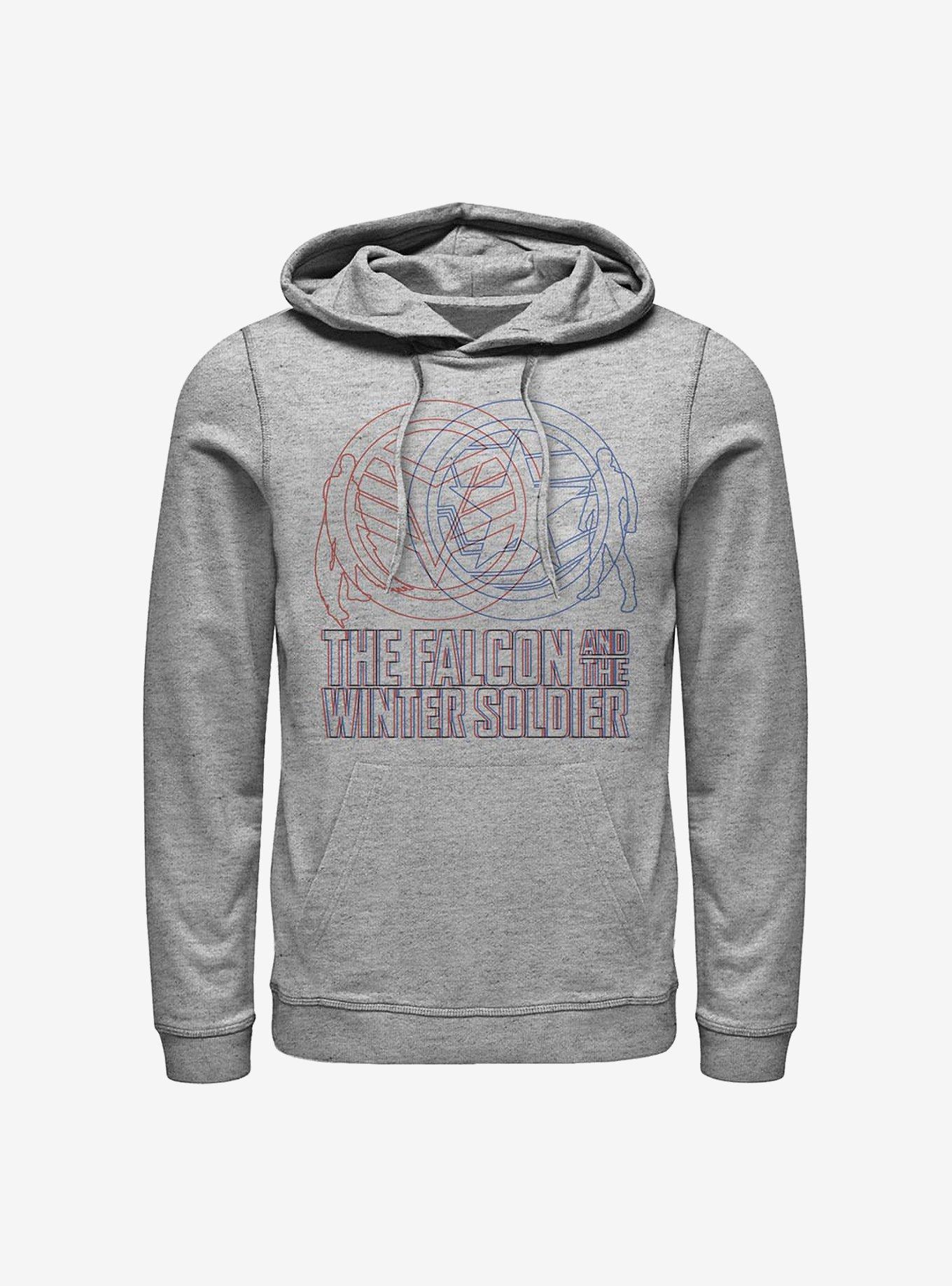 Marvel The Falcon And The Winter Soldier Red Blue Wireframe Hoodie