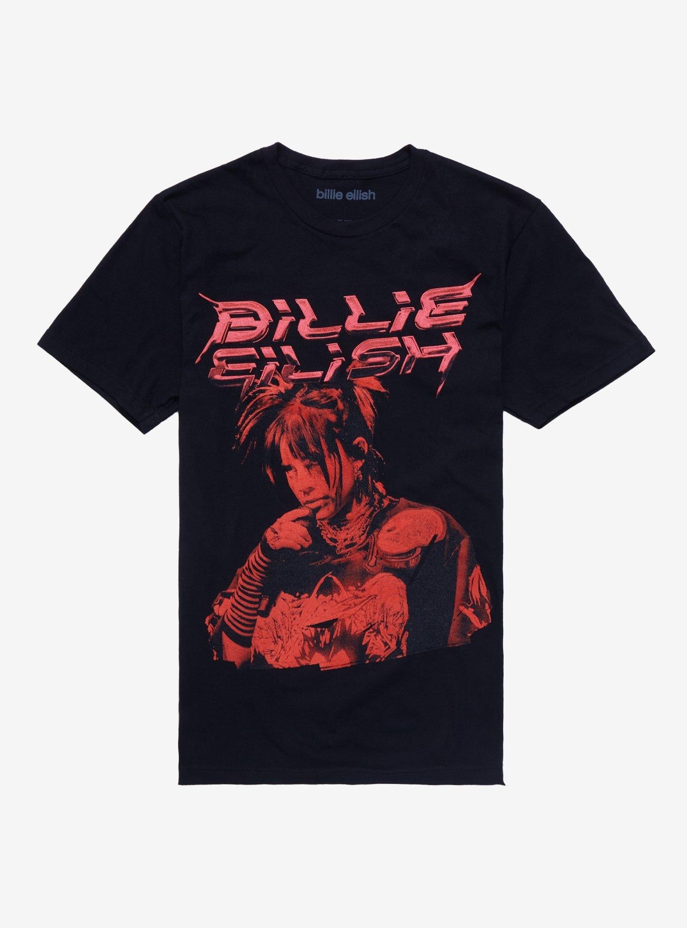 Billie Eilish Red Portrait Boyfriend Fit Girls TShirt Graphic Tee | Graphic Tee | Unisex Shirt | Perfect Gift for Fans