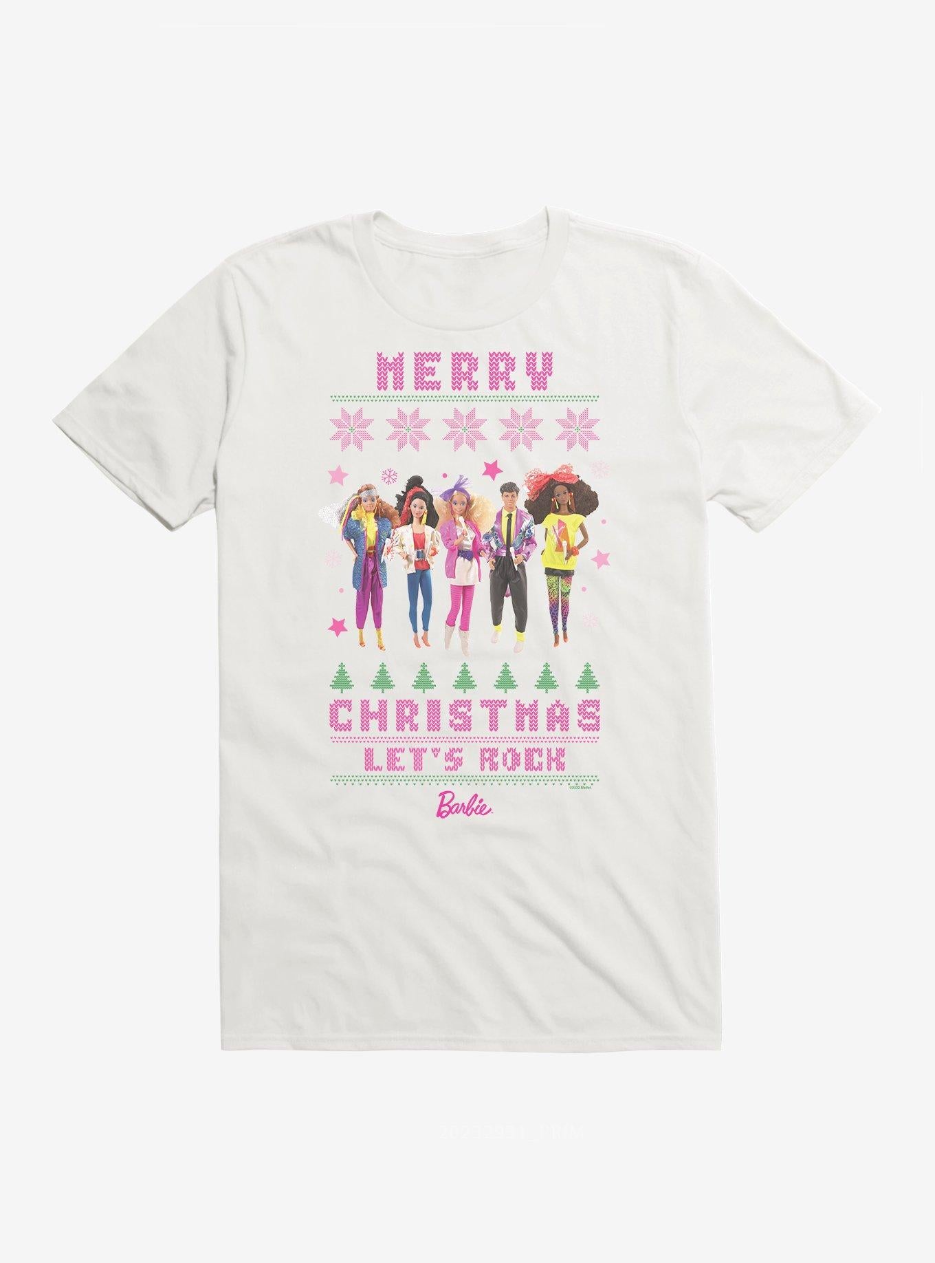 Barbie Merry Christmas Lets Rock Ugly Christmas Pattern TShirt T-Shirt | Fan Favorite Artwork | Great For Christmas Season