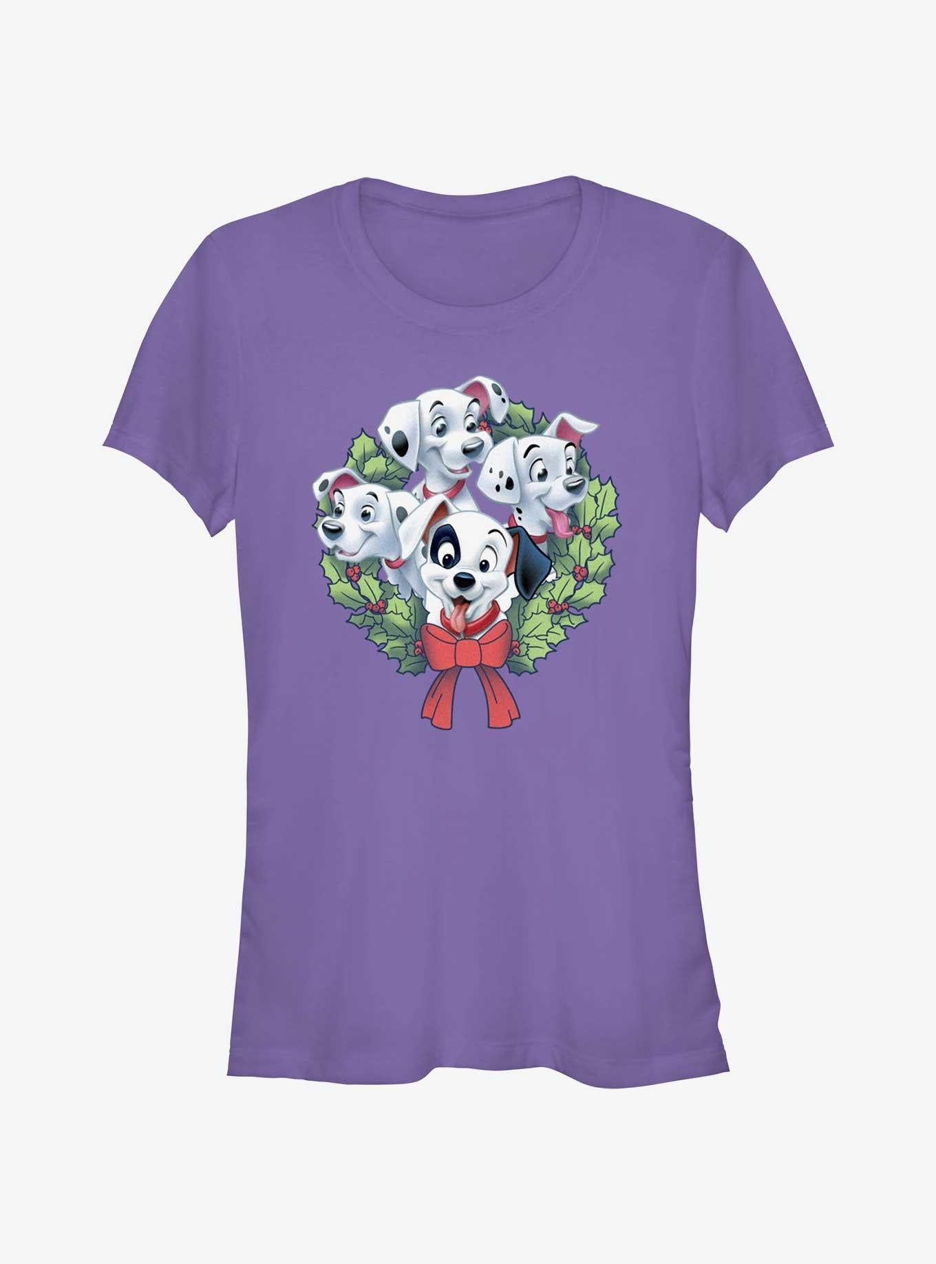 Disney 101 Dalmatians Puppy Christmas Wreath Girls T-Shirt T-Shirt | Aesthetic Graphic | Top Pick For Fans