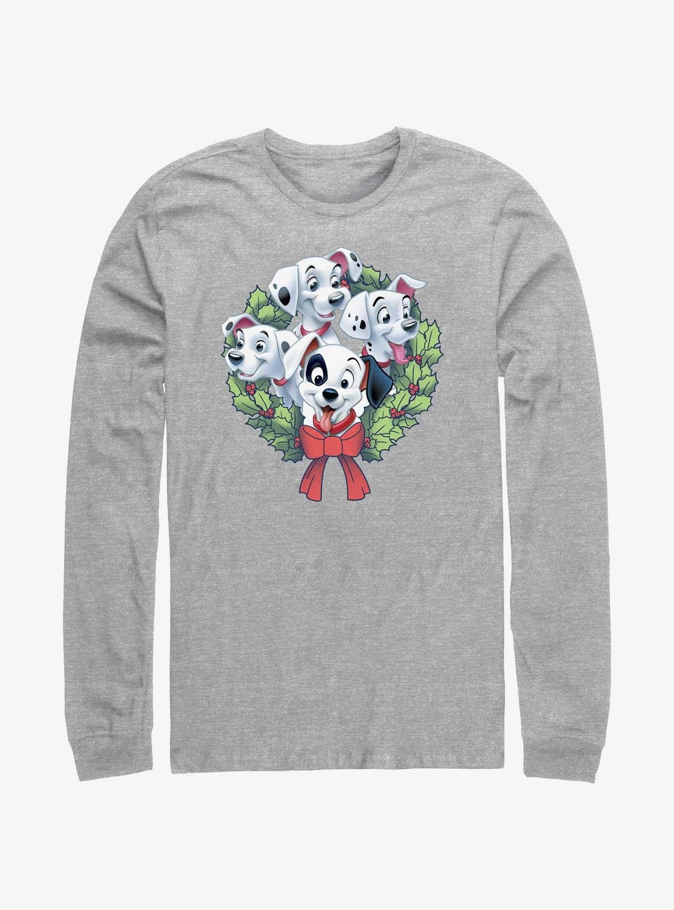 Disney 101 Dalmatians Puppy Christmas Wreath Long-Sleeve T-Shirt T-Shirt | High-Quality Print | Great Gift Idea