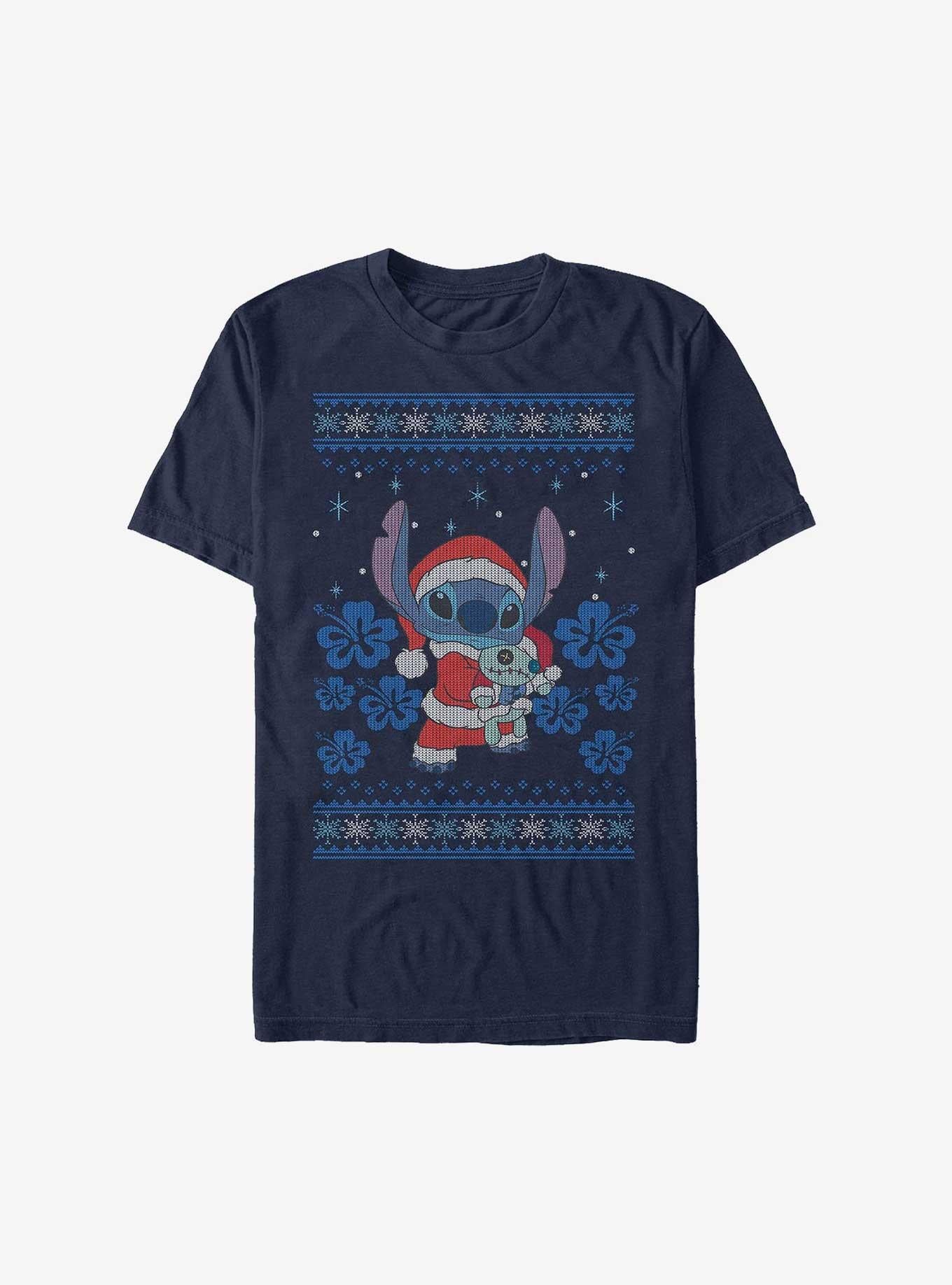 Disney Lilo Stitch Santa Stitch and Scrump Ugly Christmas Extra Soft TShirt T-Shirt | Vintage Christmas Look | Top Pick For Gifting