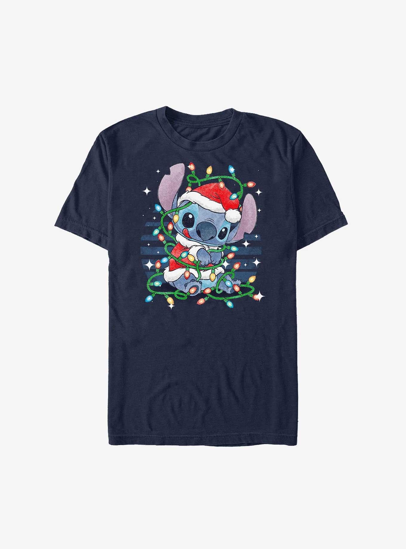Disney Lilo Stitch Santa Stitch Christmas Lights Extra Soft TShirt T-Shirt | Top Trending Graphic | Perfect For Daily Wear