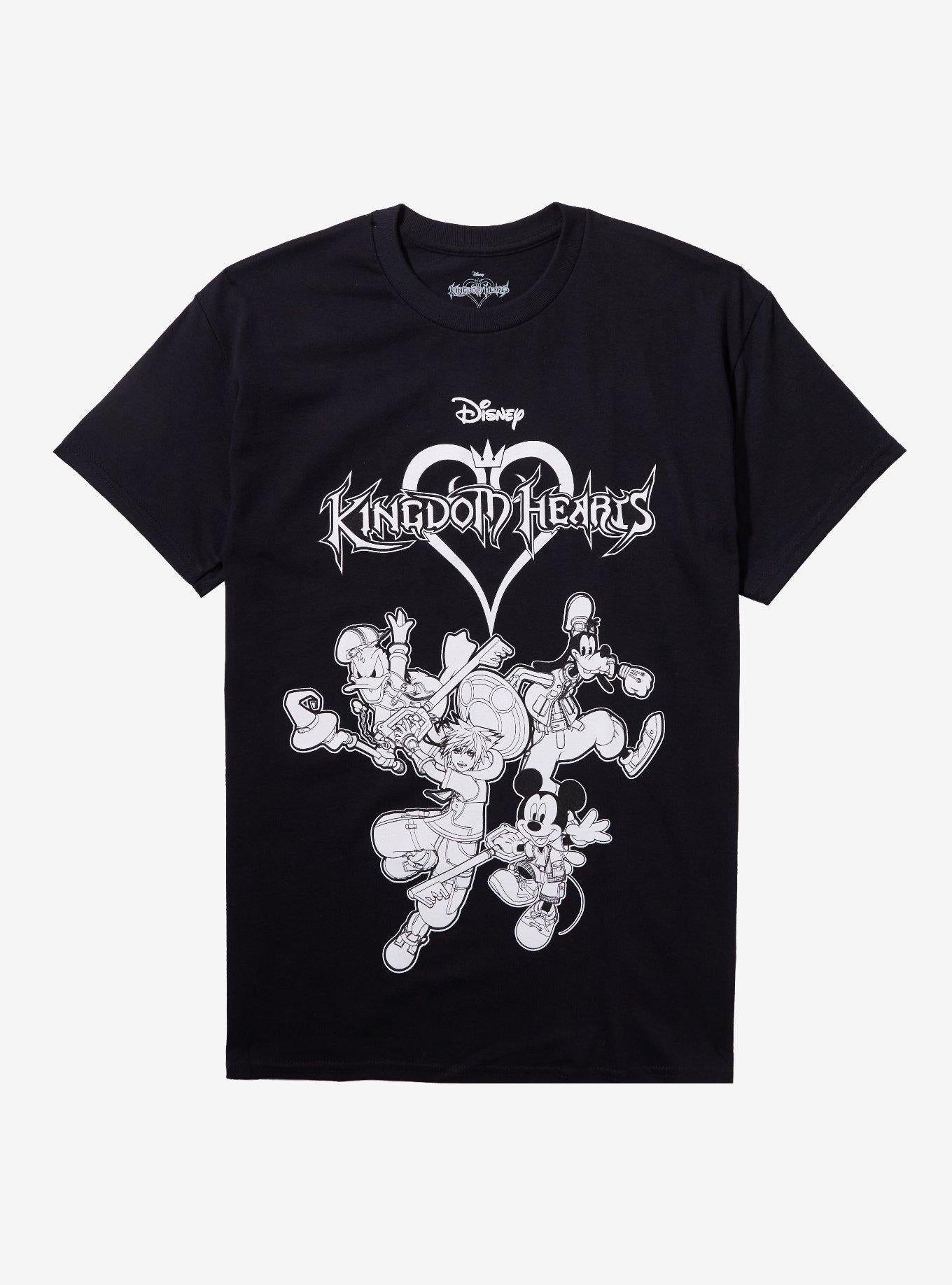 Disney Kingdom Hearts Black White Group TShirt Graphic Tee | Graphic Tee | Unisex Shirt | High-Quality Print