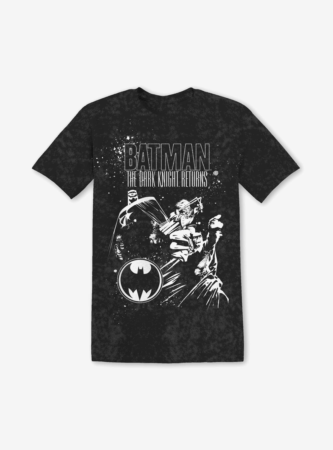 DC Comics Batman The Dark Knight Returns Foil Mineral Wash Boyfriend Fit Girls Tshirt Graphic Tee | Graphic Tee | Unisex Shirt | High-Quality Print