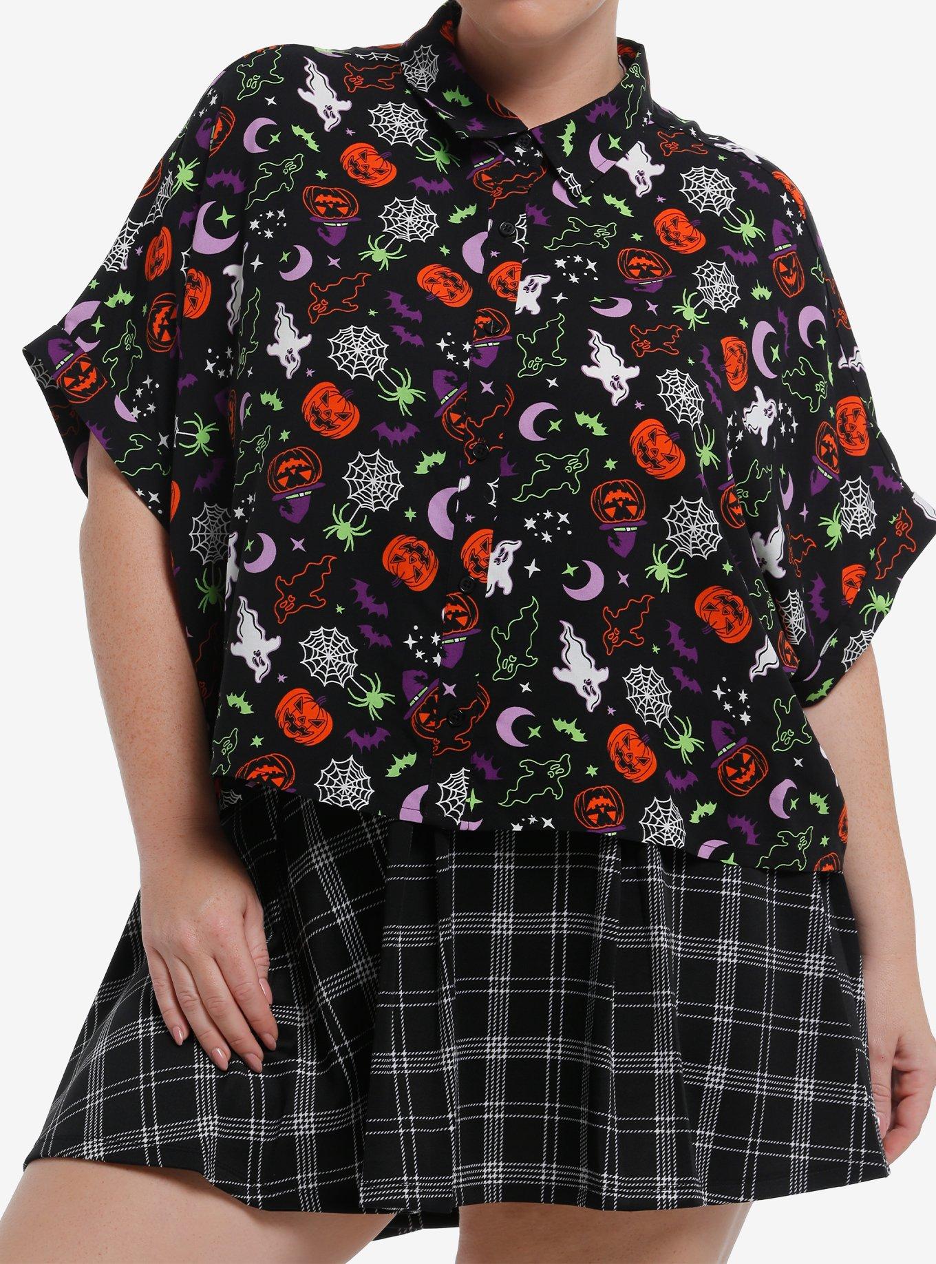 Spooky Symbols Girls Woven Button-Up Plus Size