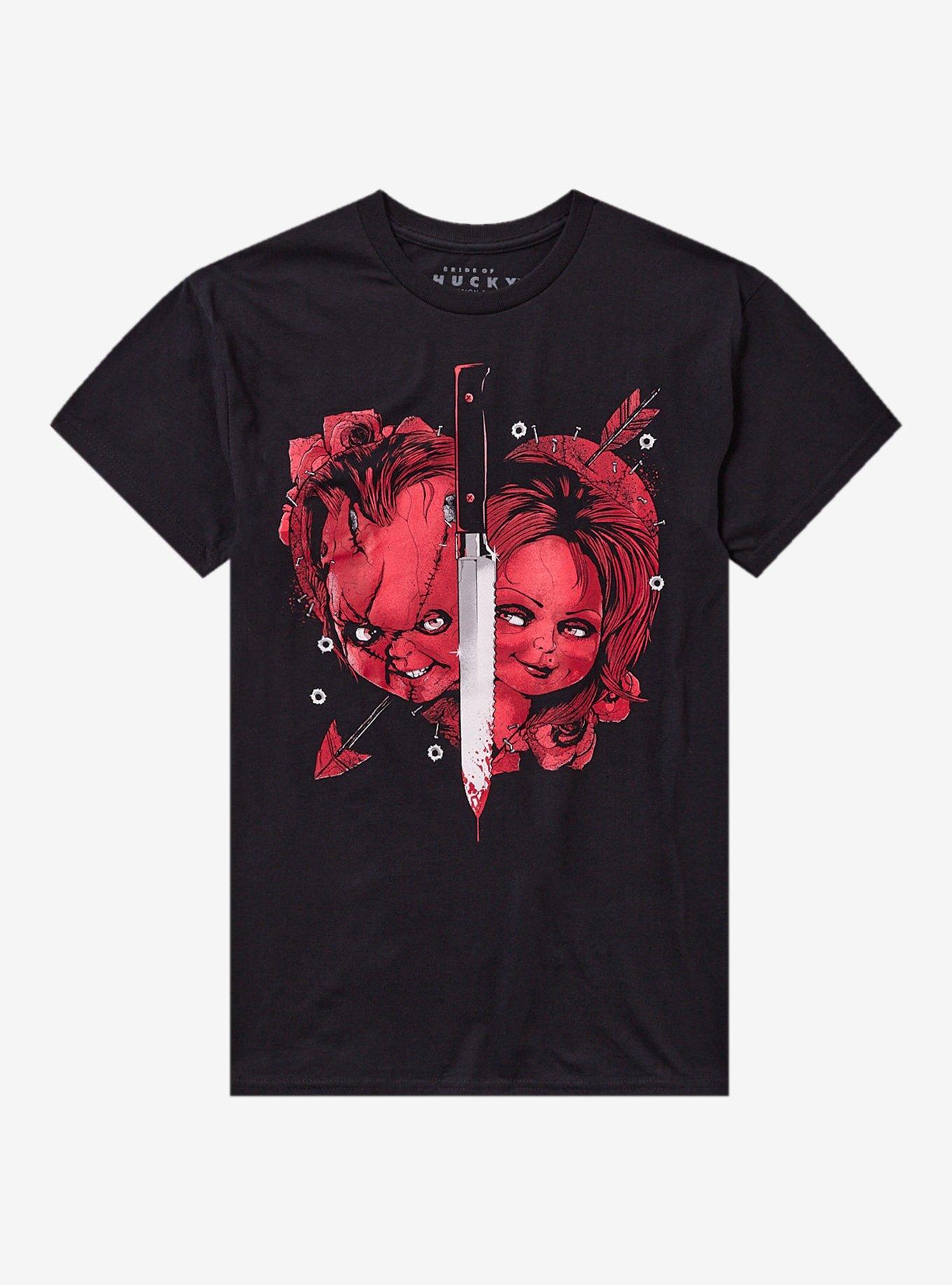 Bride Of Chucky Tiffany Chucky Knife Portrait TShirt Graphic Tee | Graphic Tee | Unisex Shirt | Perfect Gift For Fans