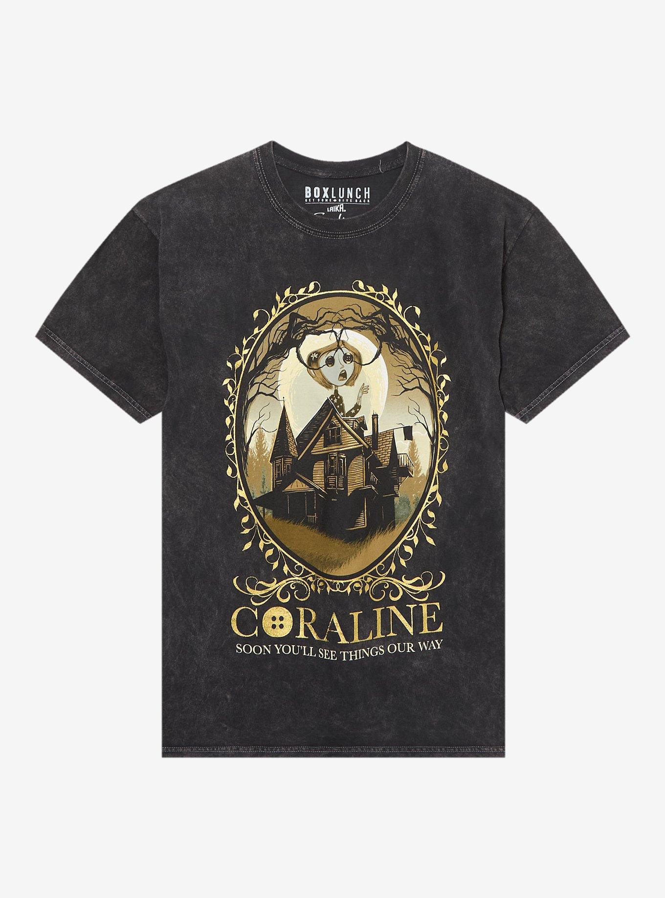 Coraline Gold Portrait Mineral Wash TShirt Graphic Tee | Graphic Tee | Unisex Shirt | High-Quality Print