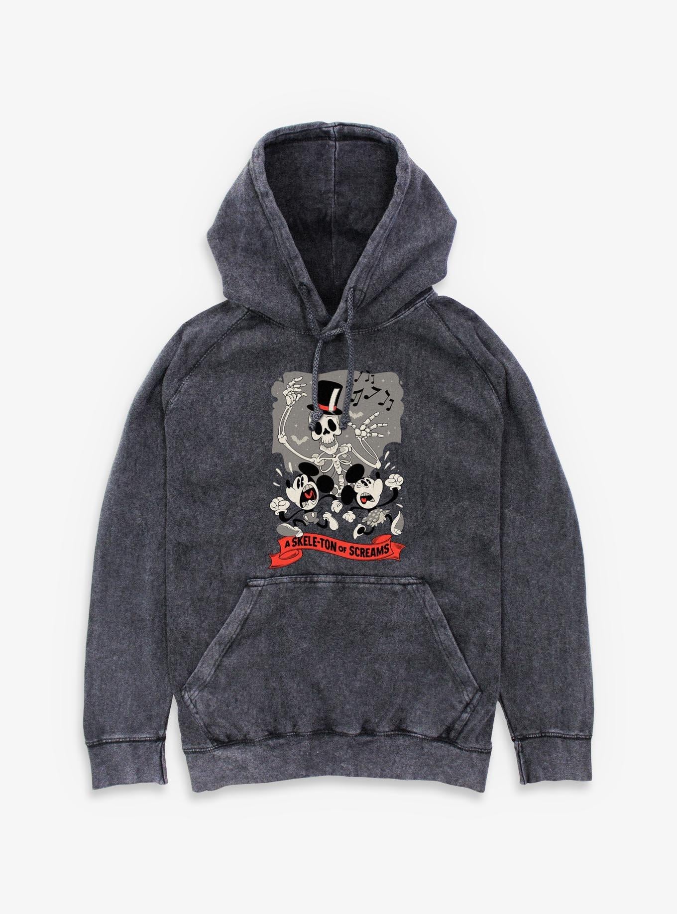 Disney Mickey Mouse & Minne Mouse A Skele-Ton of Screams Mineral Wash Hoodie