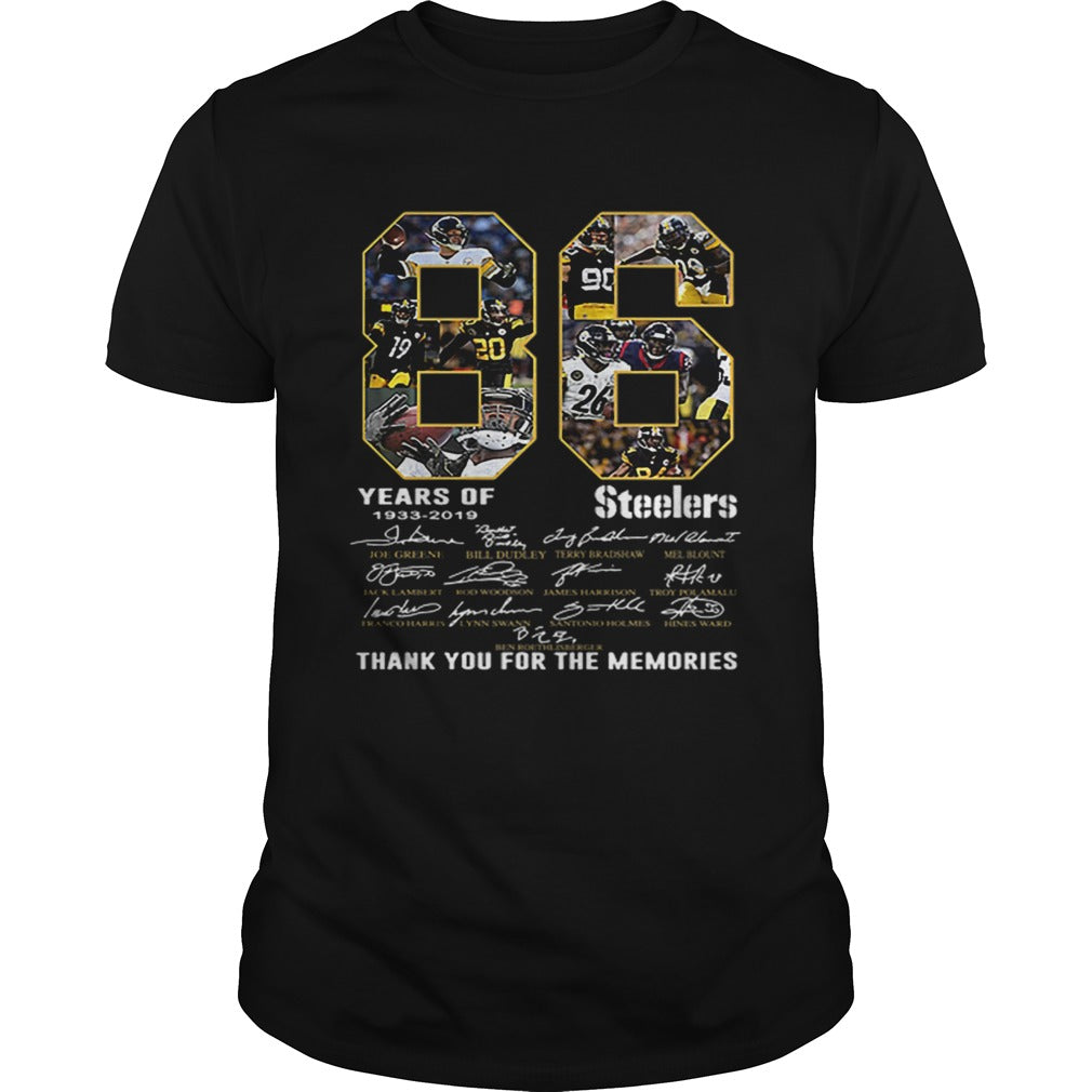 86 Years Of Pittsburgh Steelers 19332019 signatures shirt