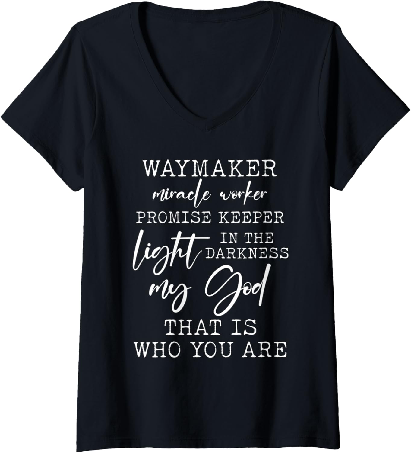 Womens Promise Keeper Miracle Worker Way Maker Christian Faith Gift V-Neck