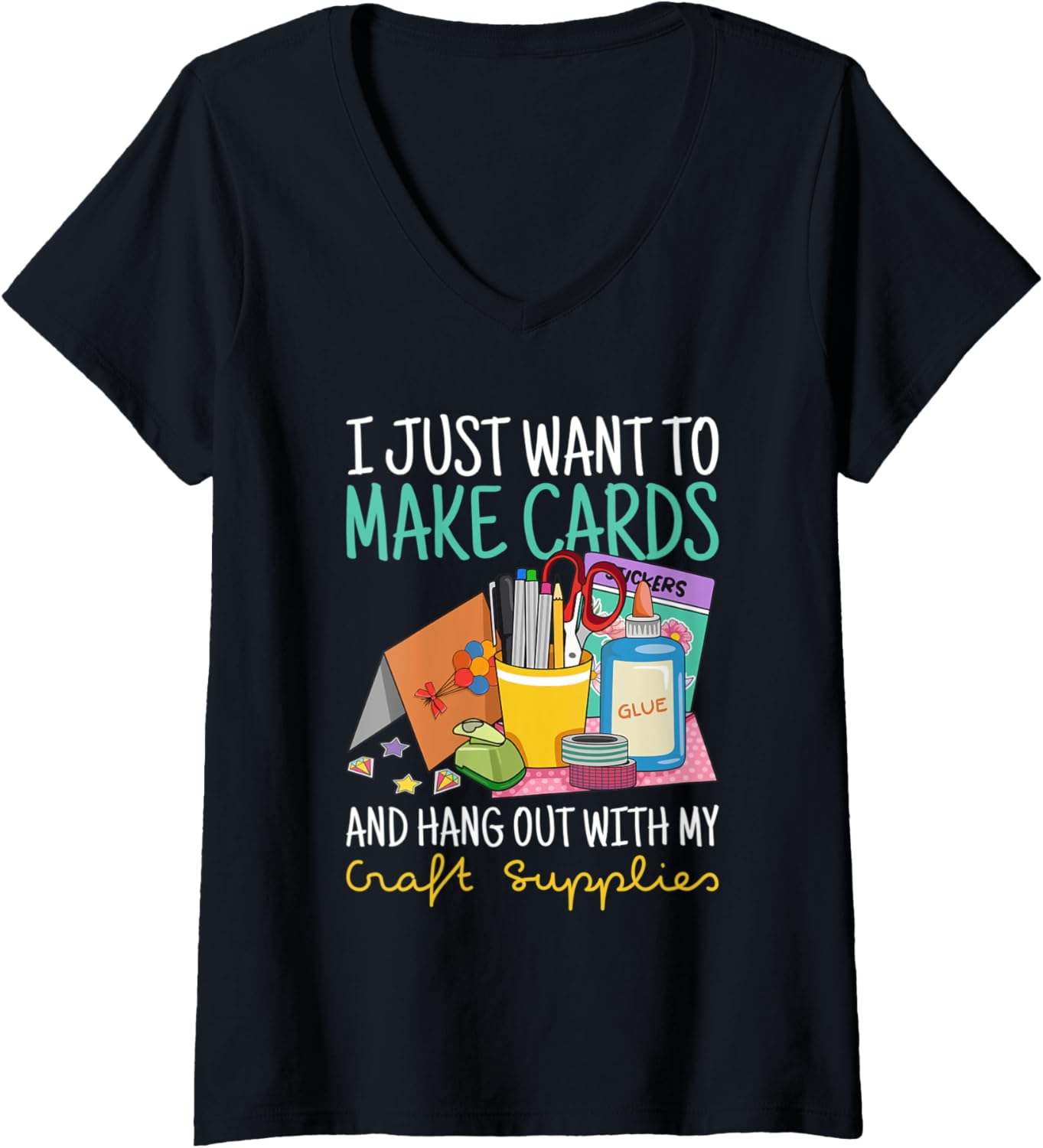 Womens Handmade Card Making Design for a Card Maker V-Neck
