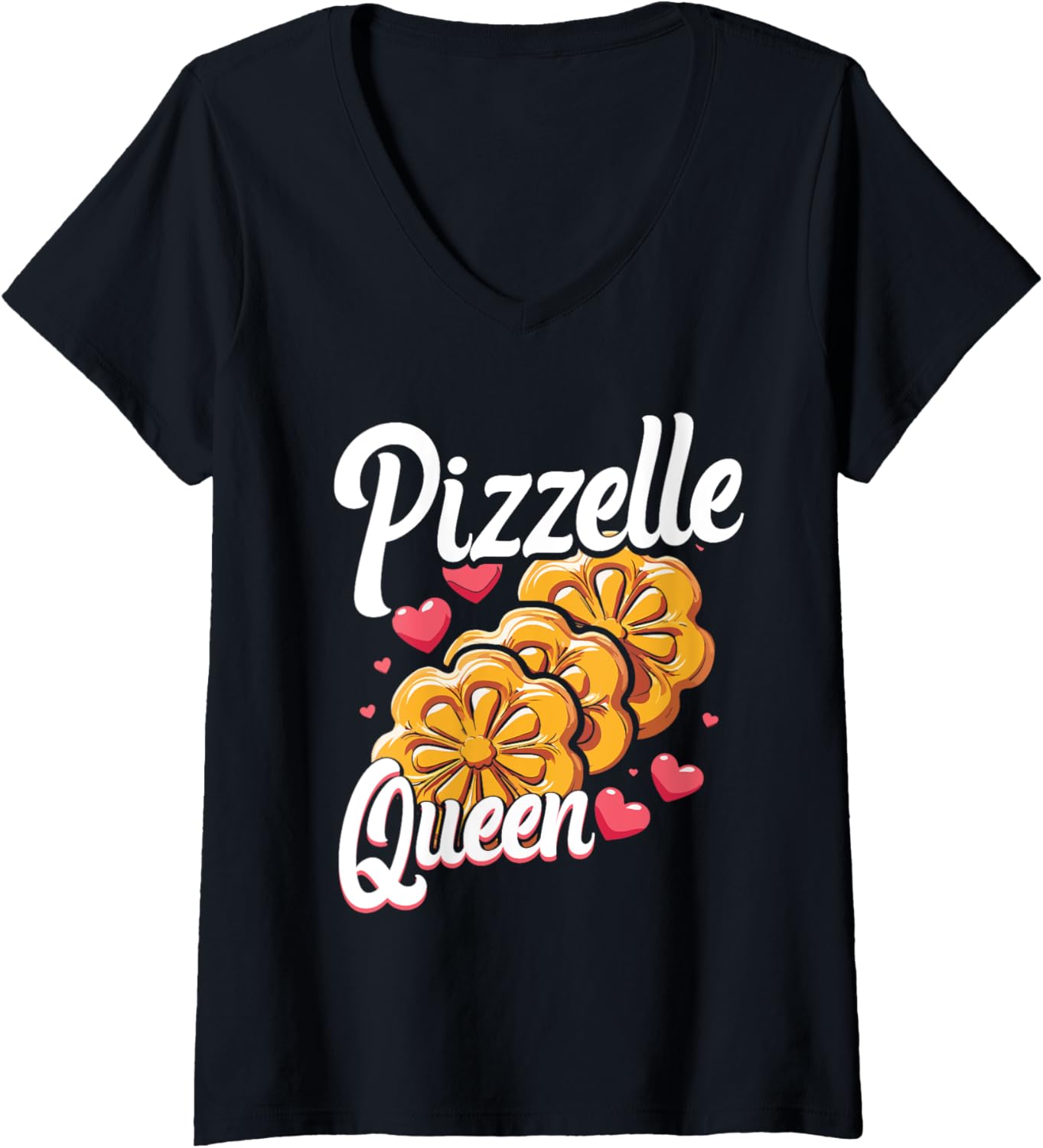 Womens Pizzelle Queen Italian Waffle Cookie Lover V-Neck