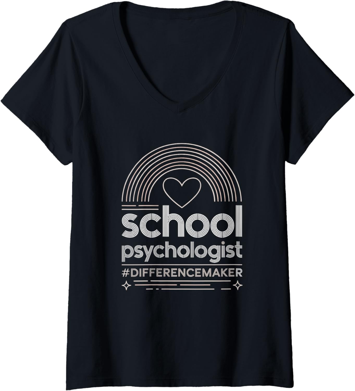 Womens School Psychologist Difference Maker Heart V-Neck