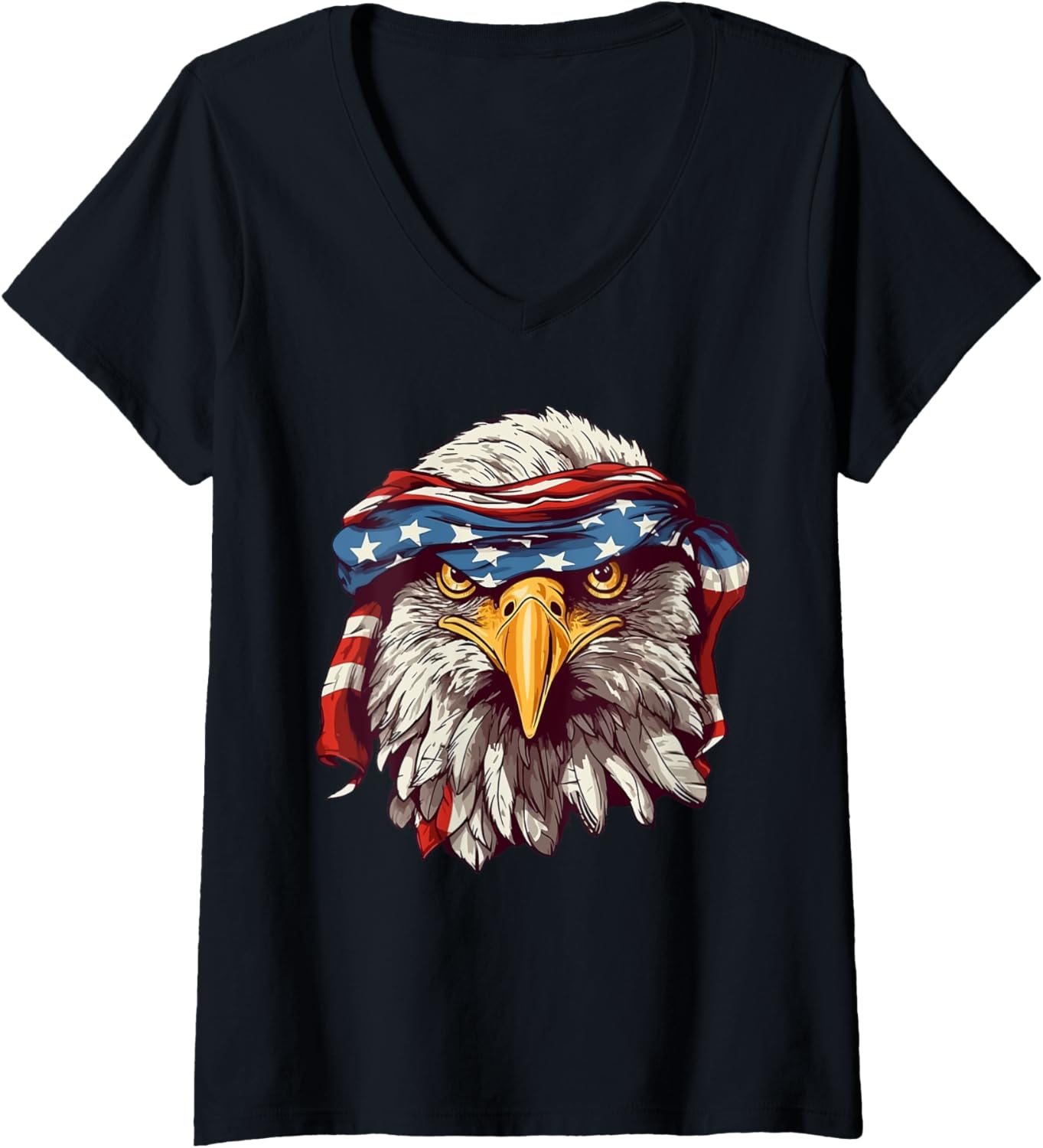 4th of July USA Flag American Patriotic Eagle V-Neck