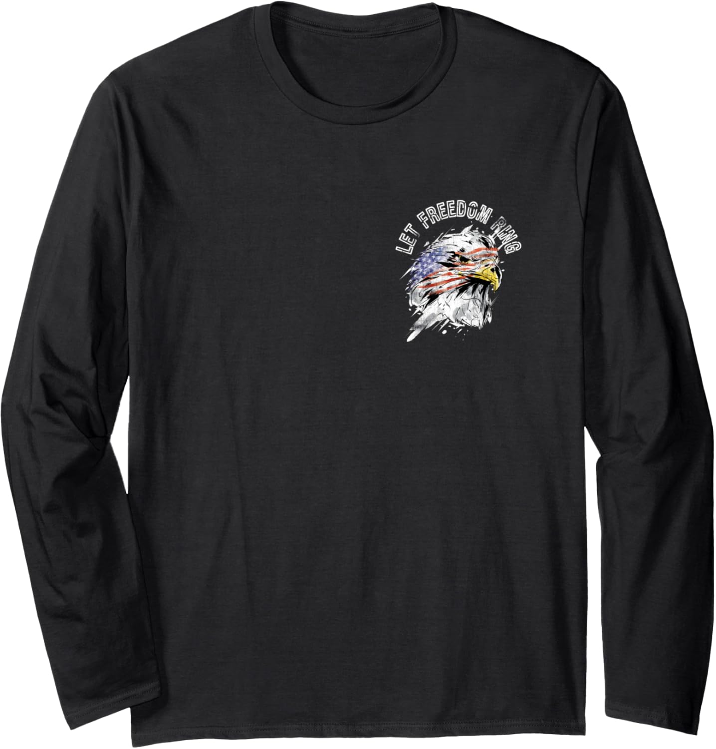 (2 Sided Print) Patriotic American Bald Eagle American Flag Long Sleeve