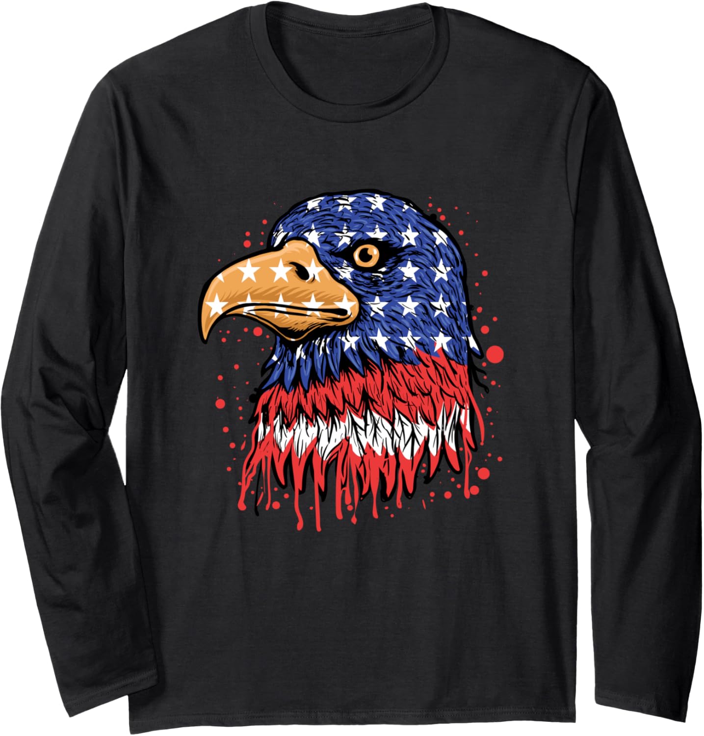 4th of July Freedom Bald American Eagle Patriotic USA Flag Long Sleeve