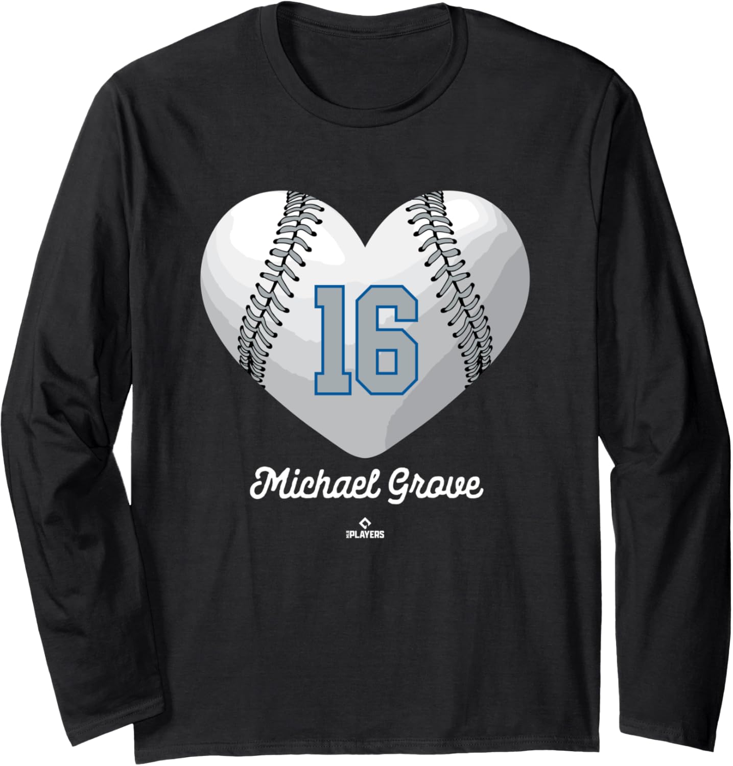 Baseball Heart Number Michael Grove Los Angeles MLBPA Long Sleeve