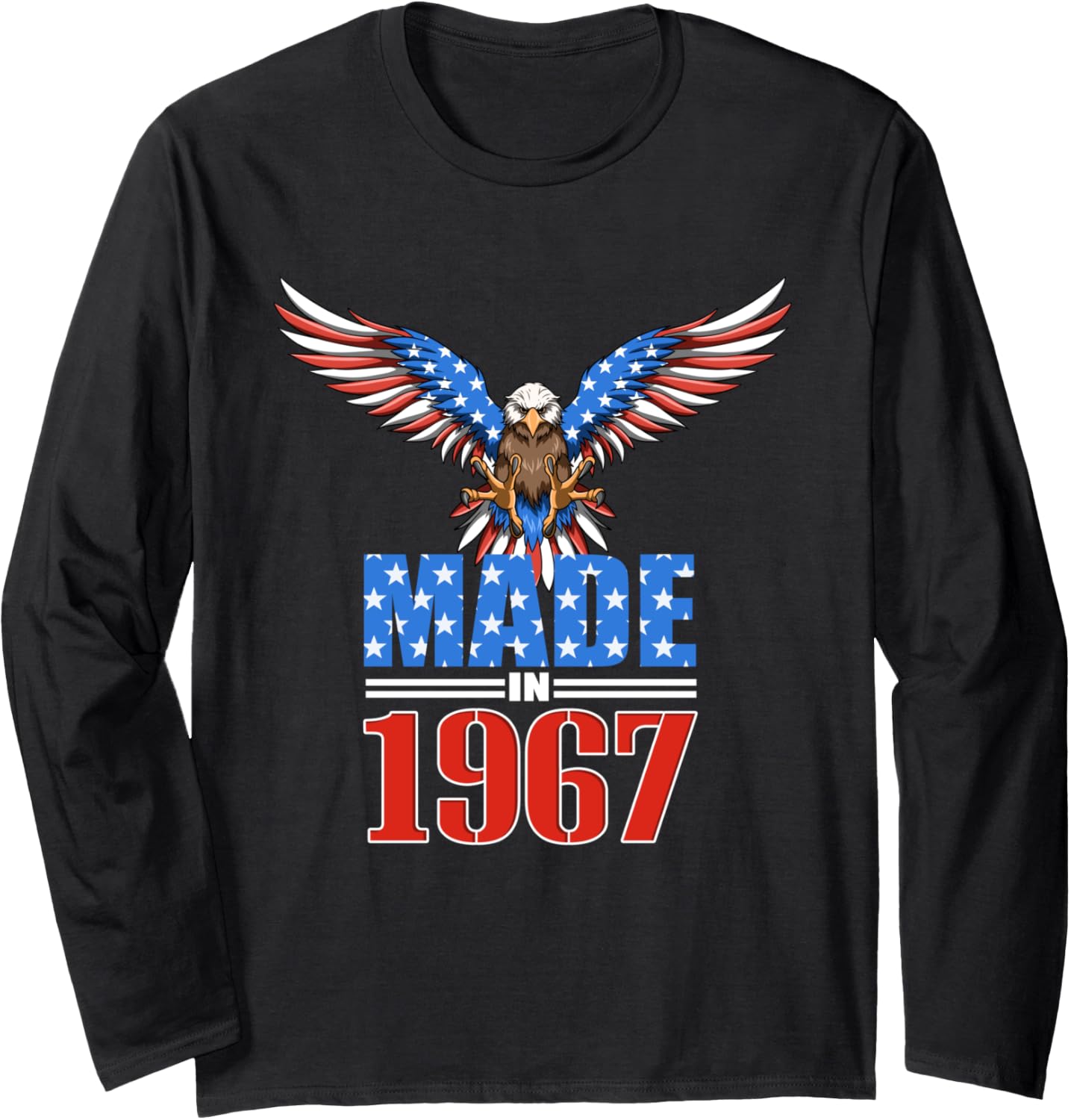 53rd Birthday 1967 - USA Flag Eagle Patriotic Gift Long Sleeve