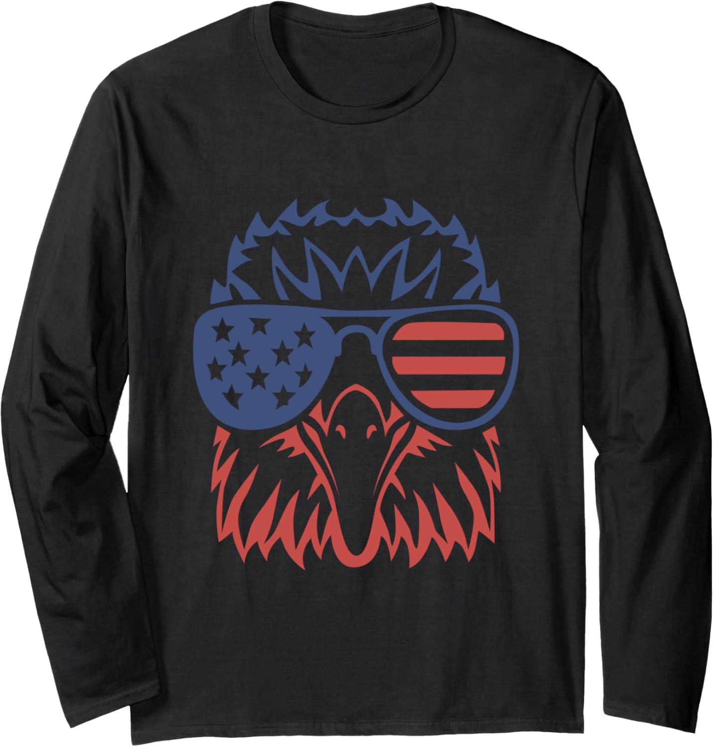 4th of July Patriotic Eagle T Shirt American Flag Glasses US Long Sleeve