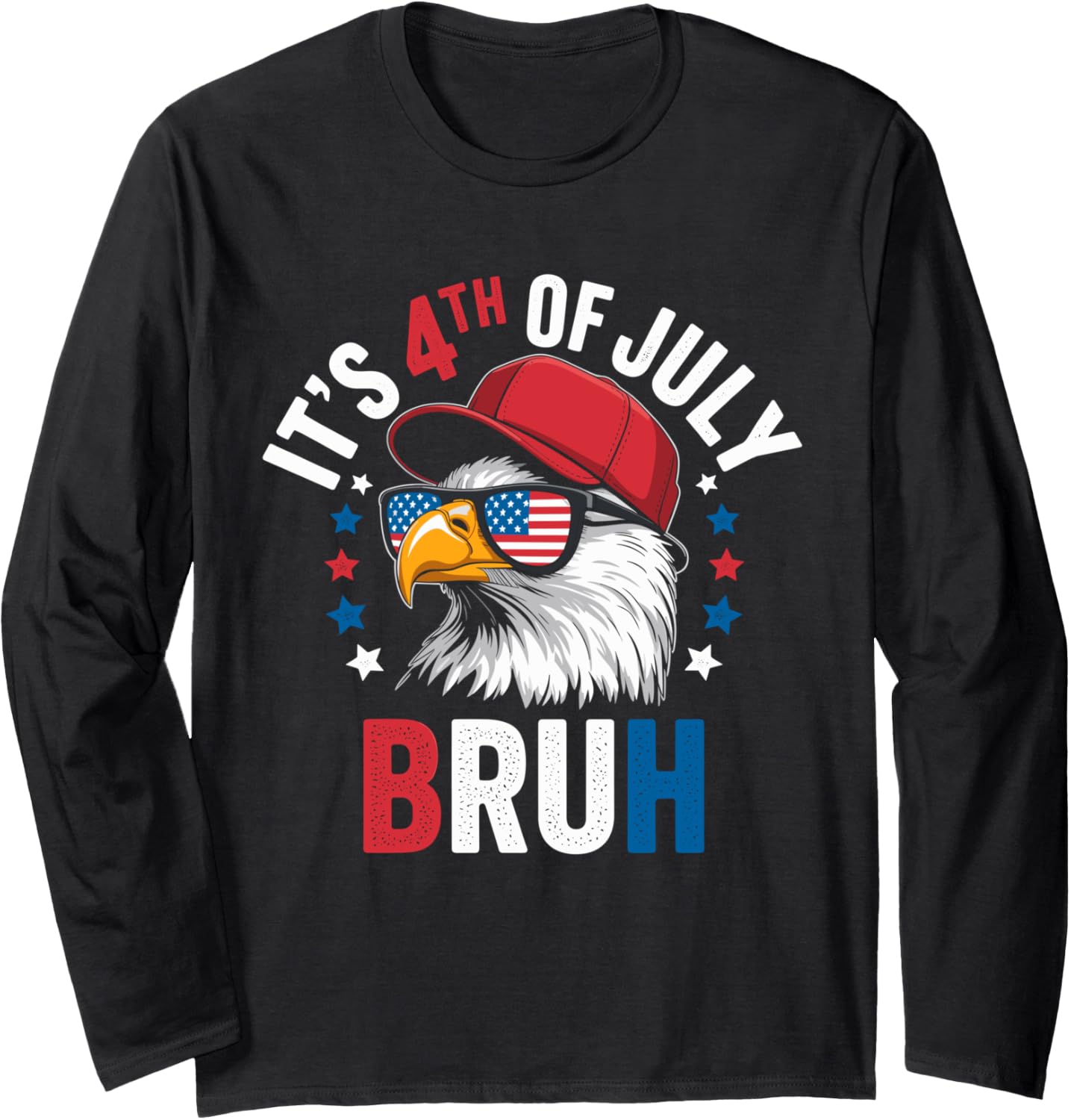 Bruh 4th Of July Boys Kids USA American Flag Bald Eagle Long Sleeve