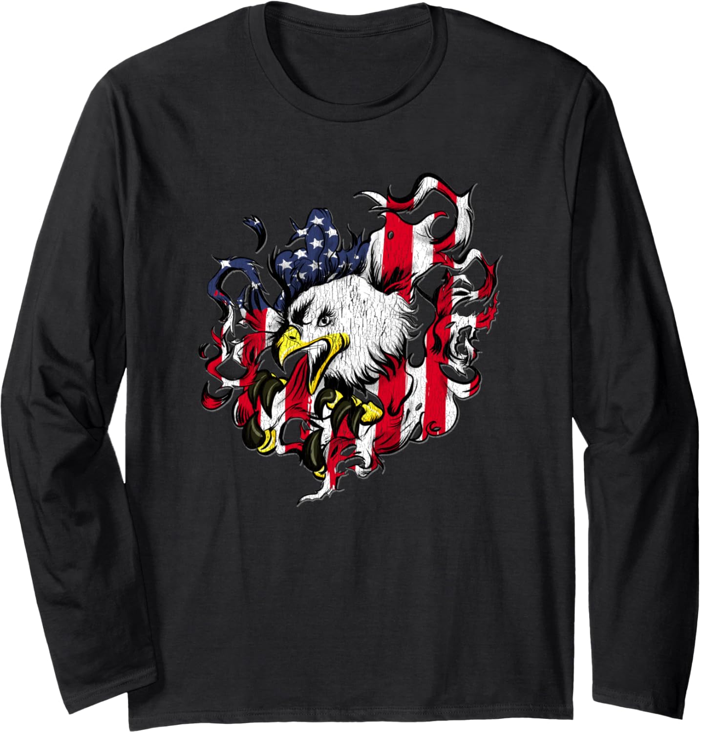 American Flag And Eagle Patriotic Illustration Long Sleeve