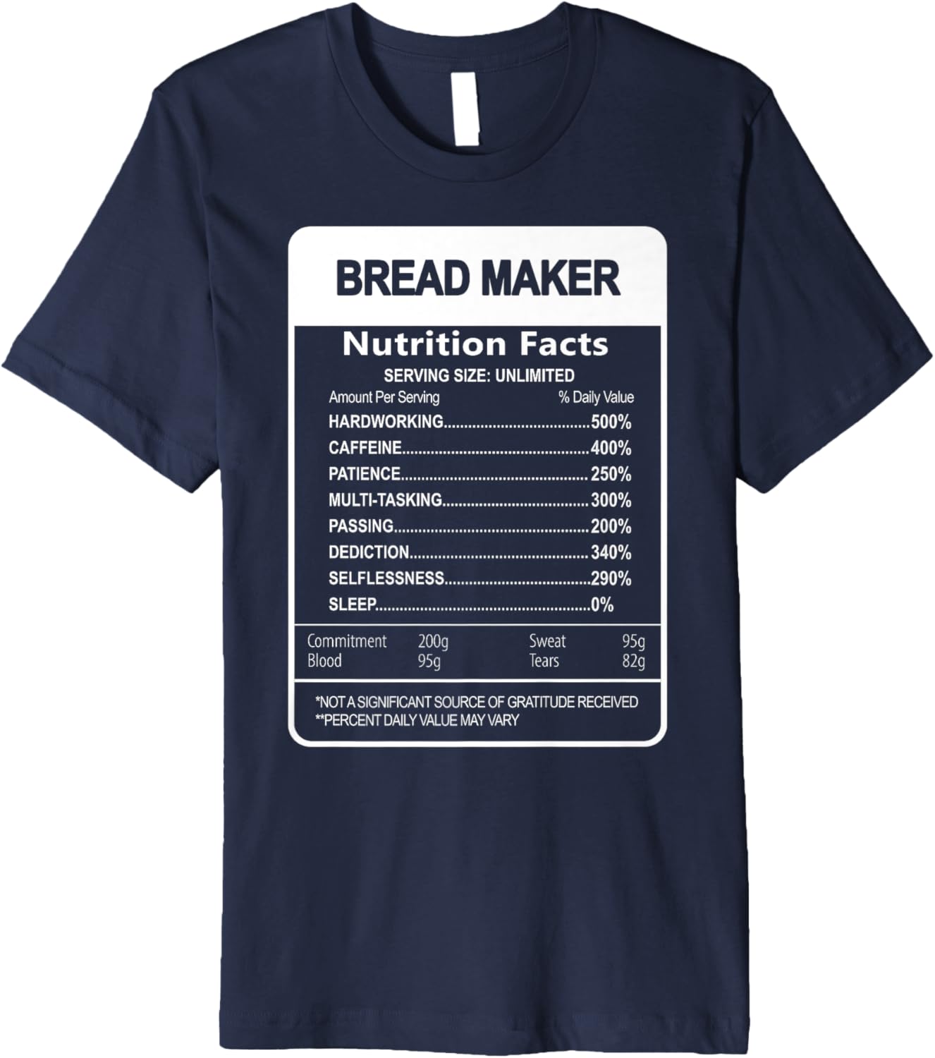 Bread maker Nutrition Facts Sarcastic Premium