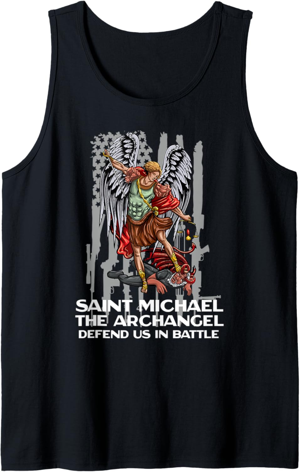 American Flag Saint Michael The Archangel Catholic Tank Top