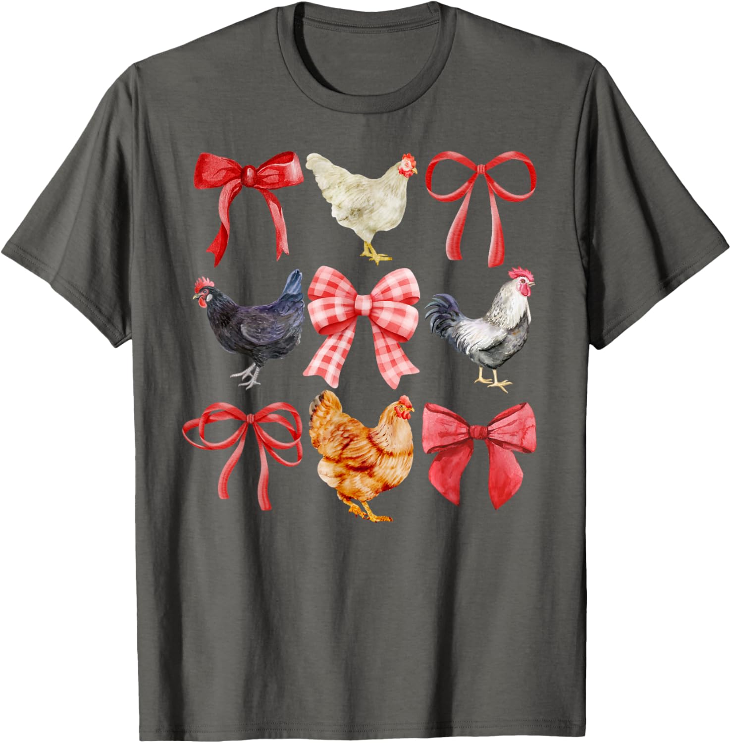 Coquette Chickens, Chickens and Bows, Watercolor