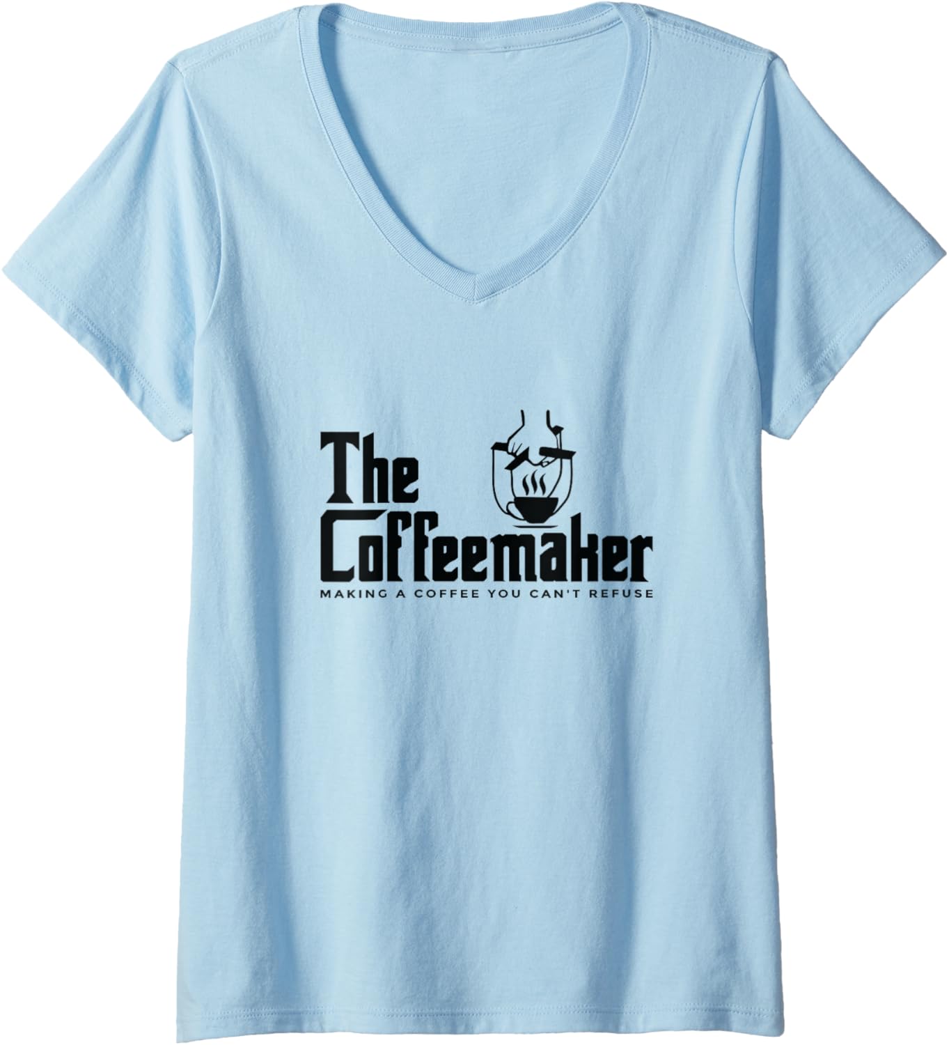 Womens Coffee Bean Cappuccino Espresso Bartender Coffee Maker V-Neck