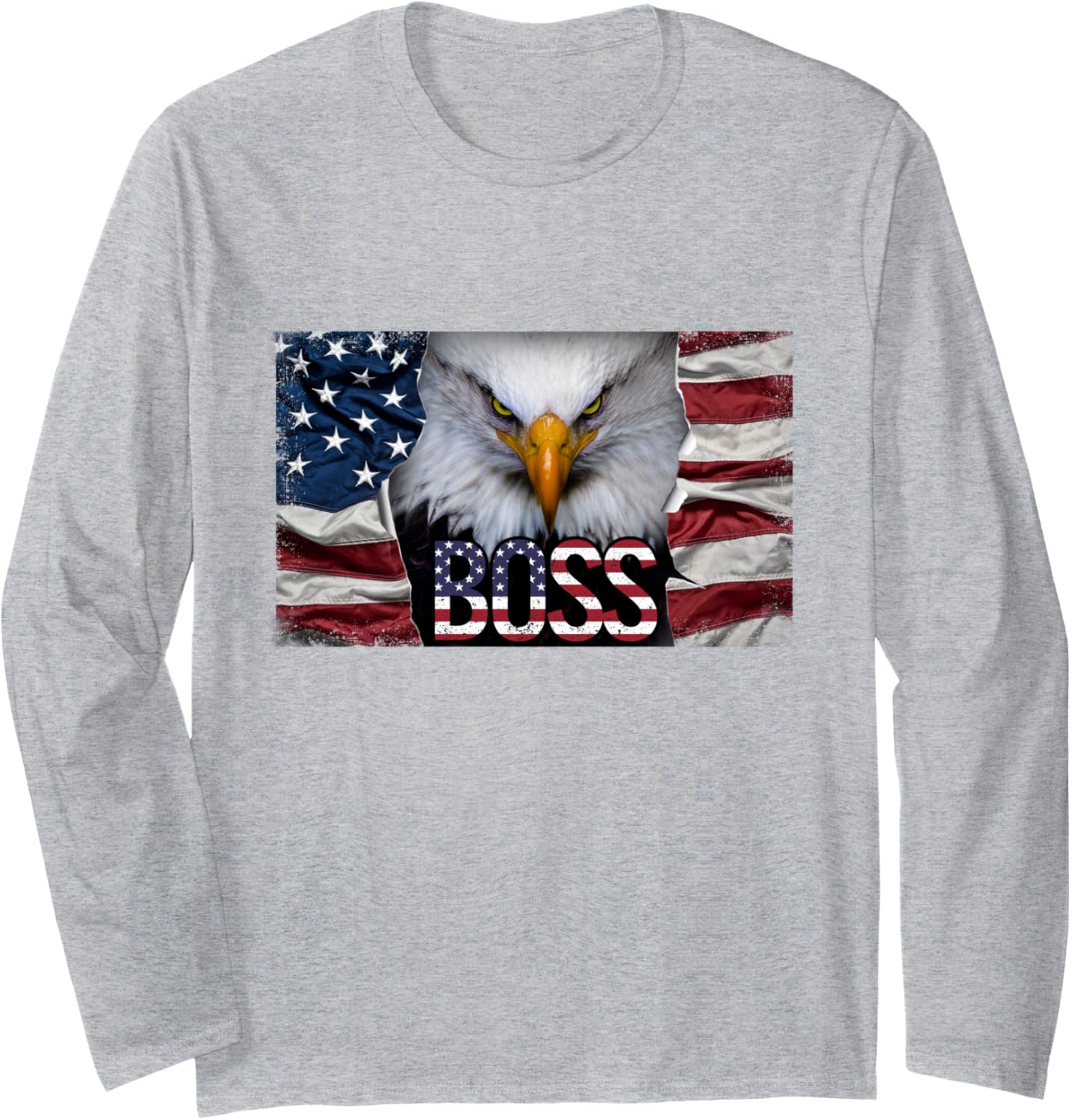 Boss Eagle Shirt, American Bald Eagle Eyes Long Sleeve