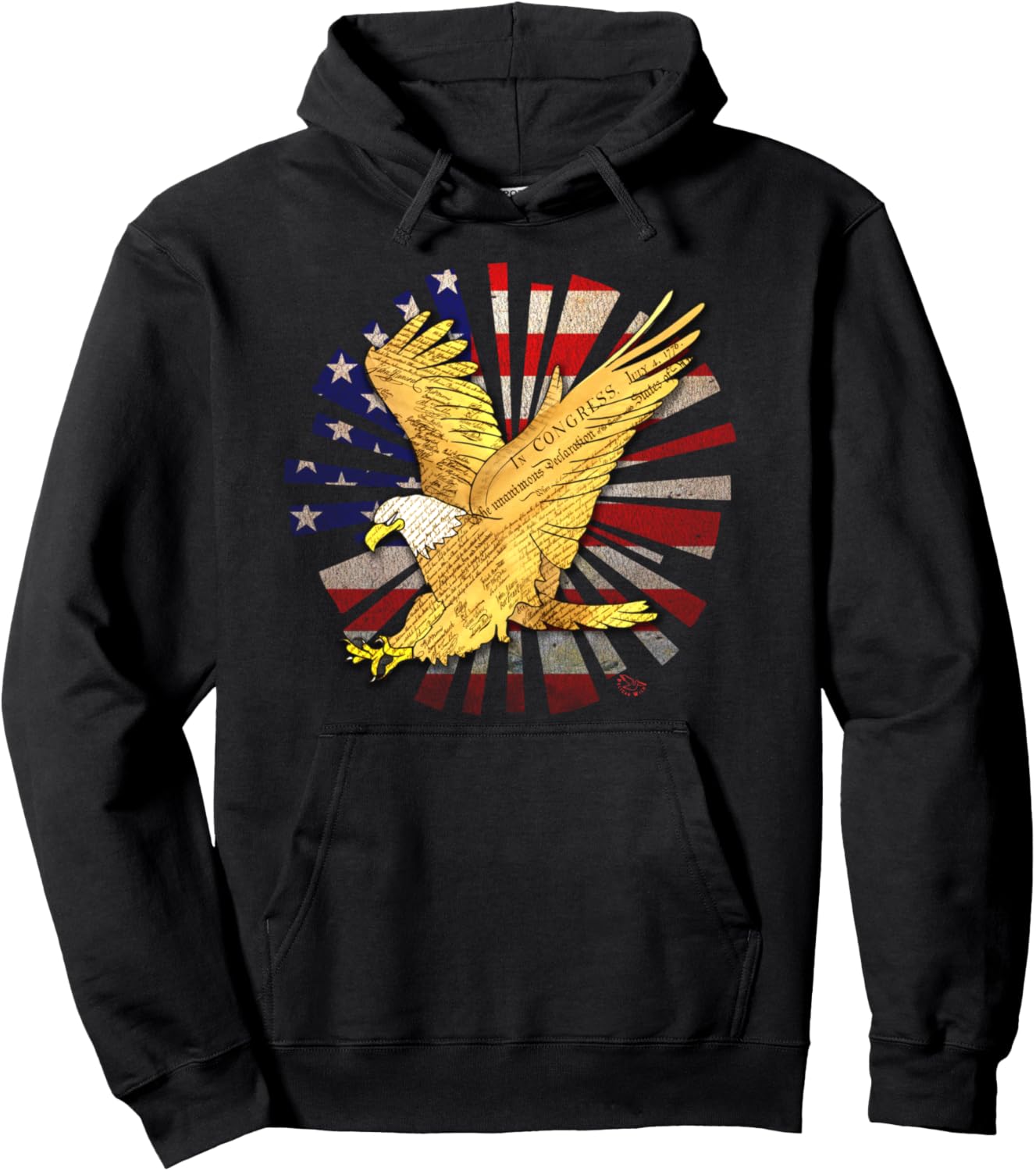 American Flag USA Eagle Declaration Of Independence T-Shirt Pullover Hoodie
