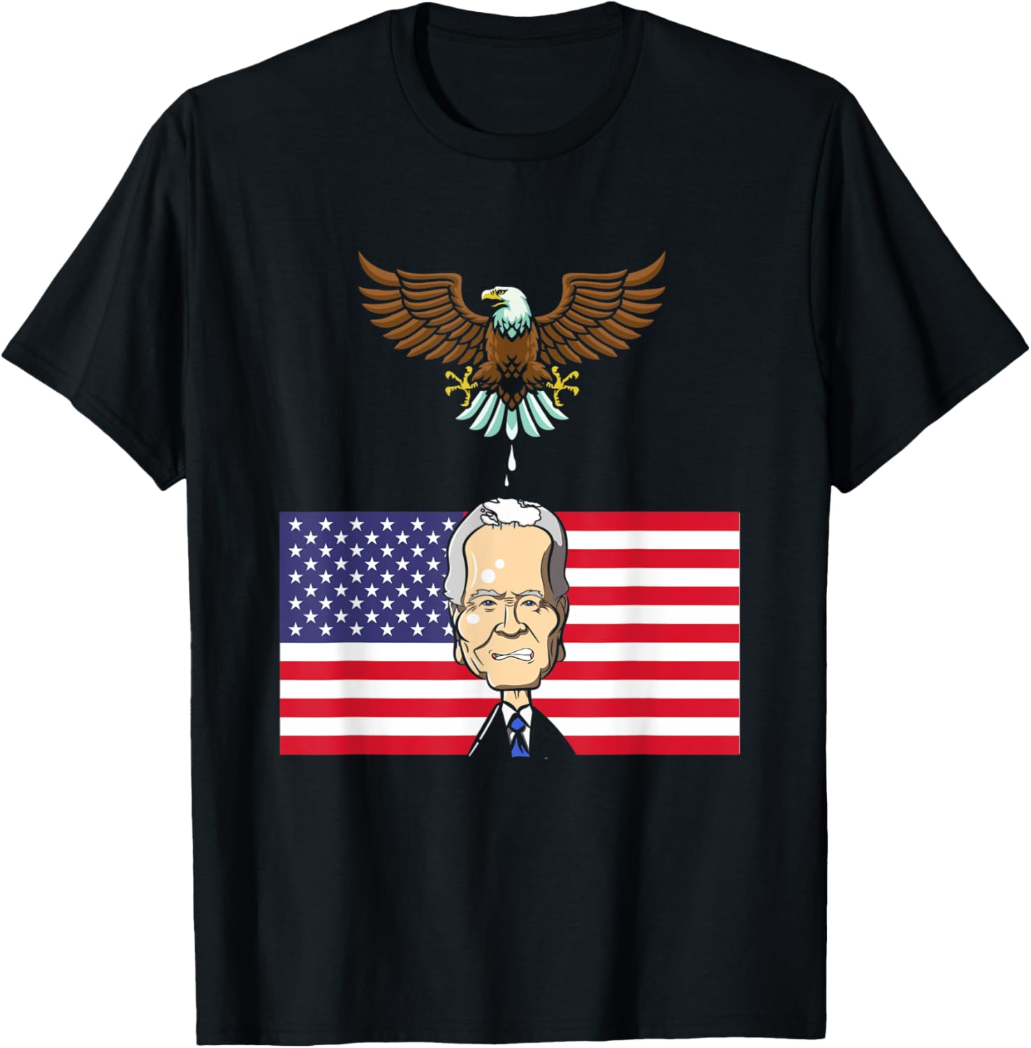 Biden Bird Poop Eagle Pooping USA American Flag T-Shirt for Women Men