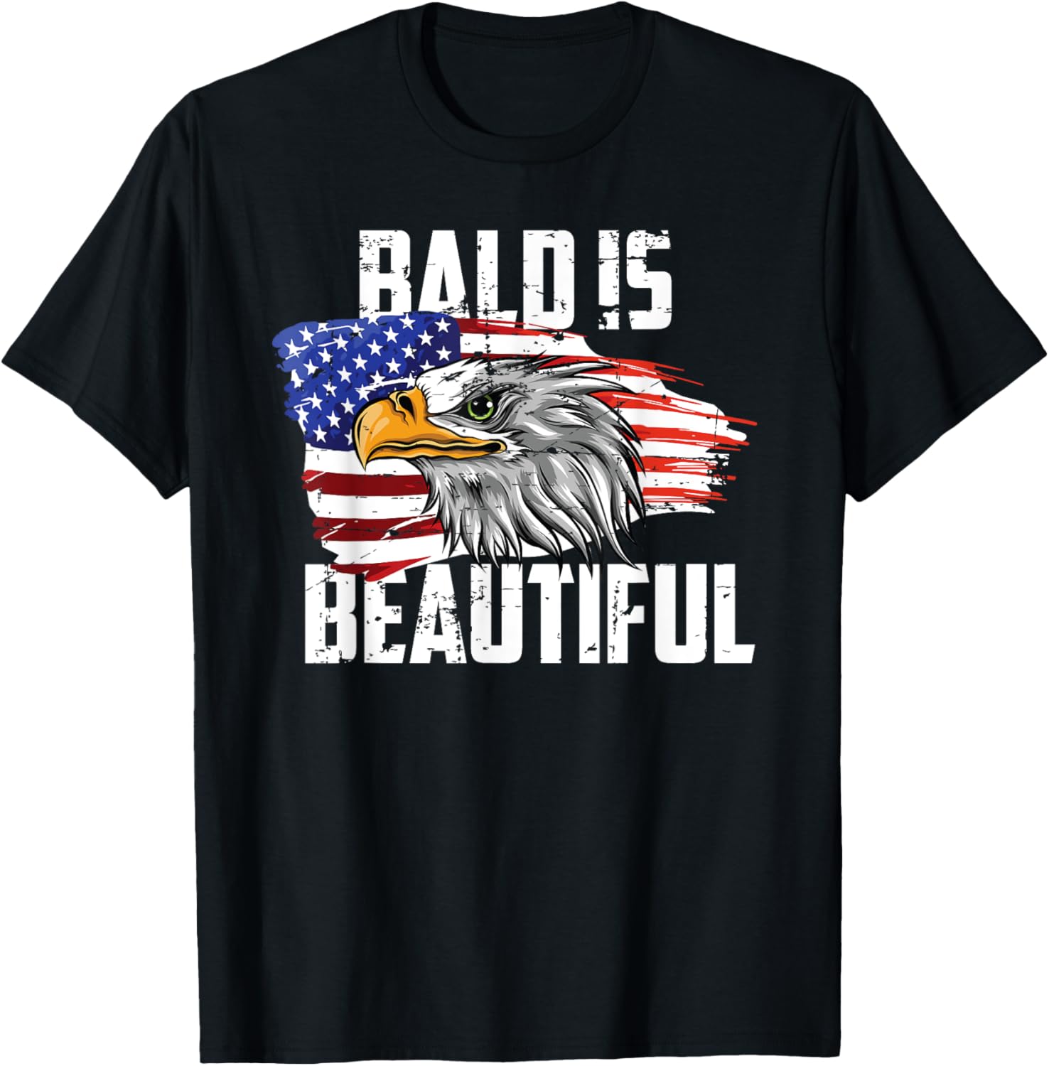 Bald Is Beautiful July 4th Eagle Patriotic American Vintage T-Shirt for Men