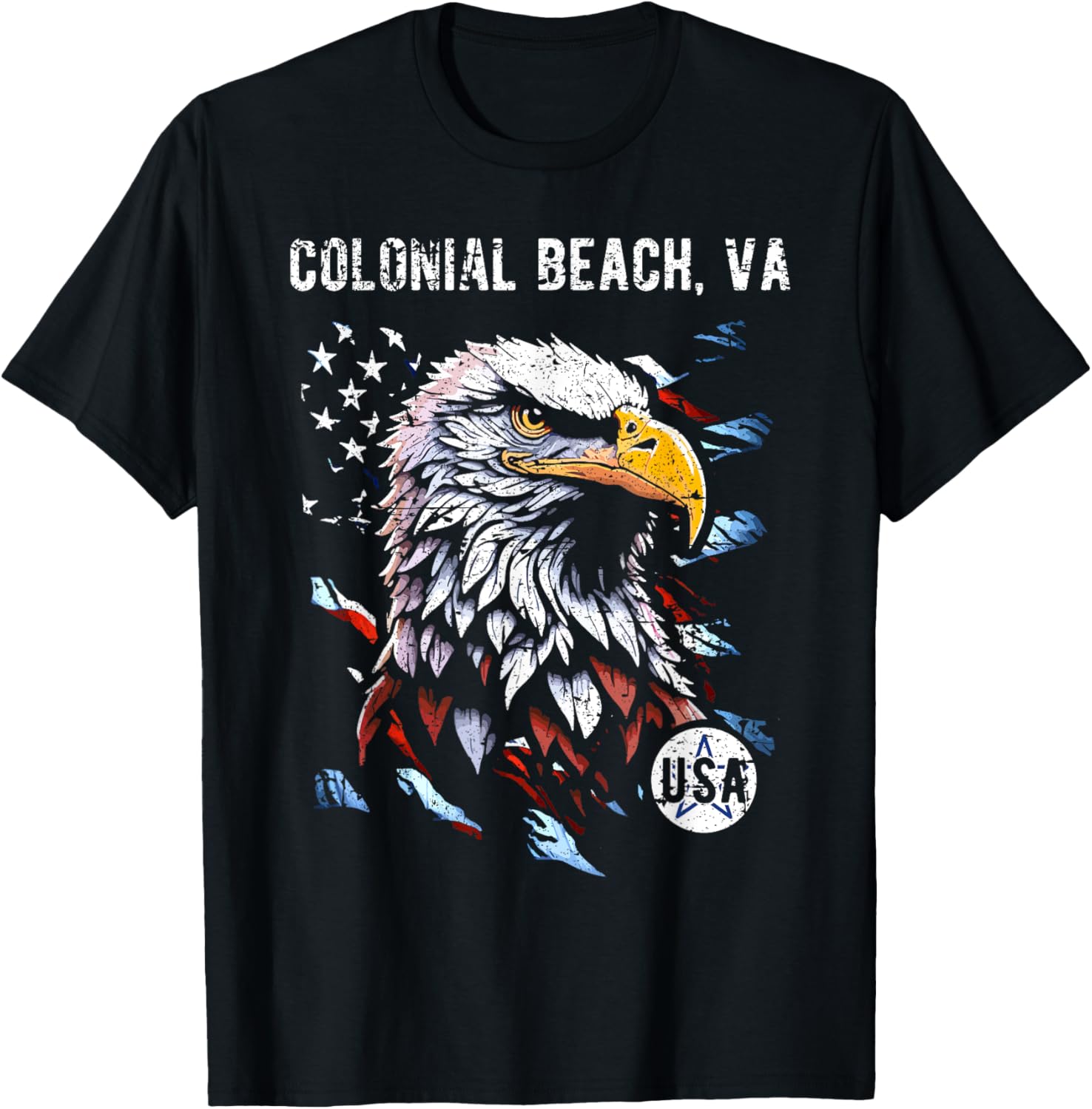 Colonial Beach Virginia Patriotic Eagle USA Flag Design