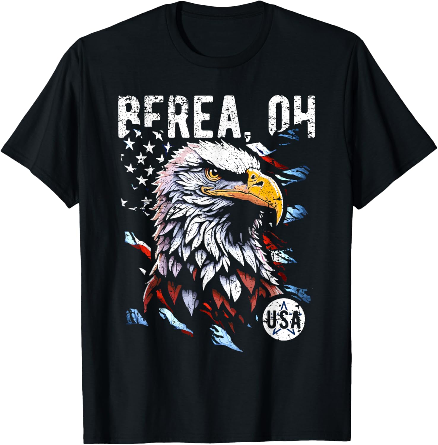 Berea OH Patriotic Eagle USA Flag Vintage Style Design