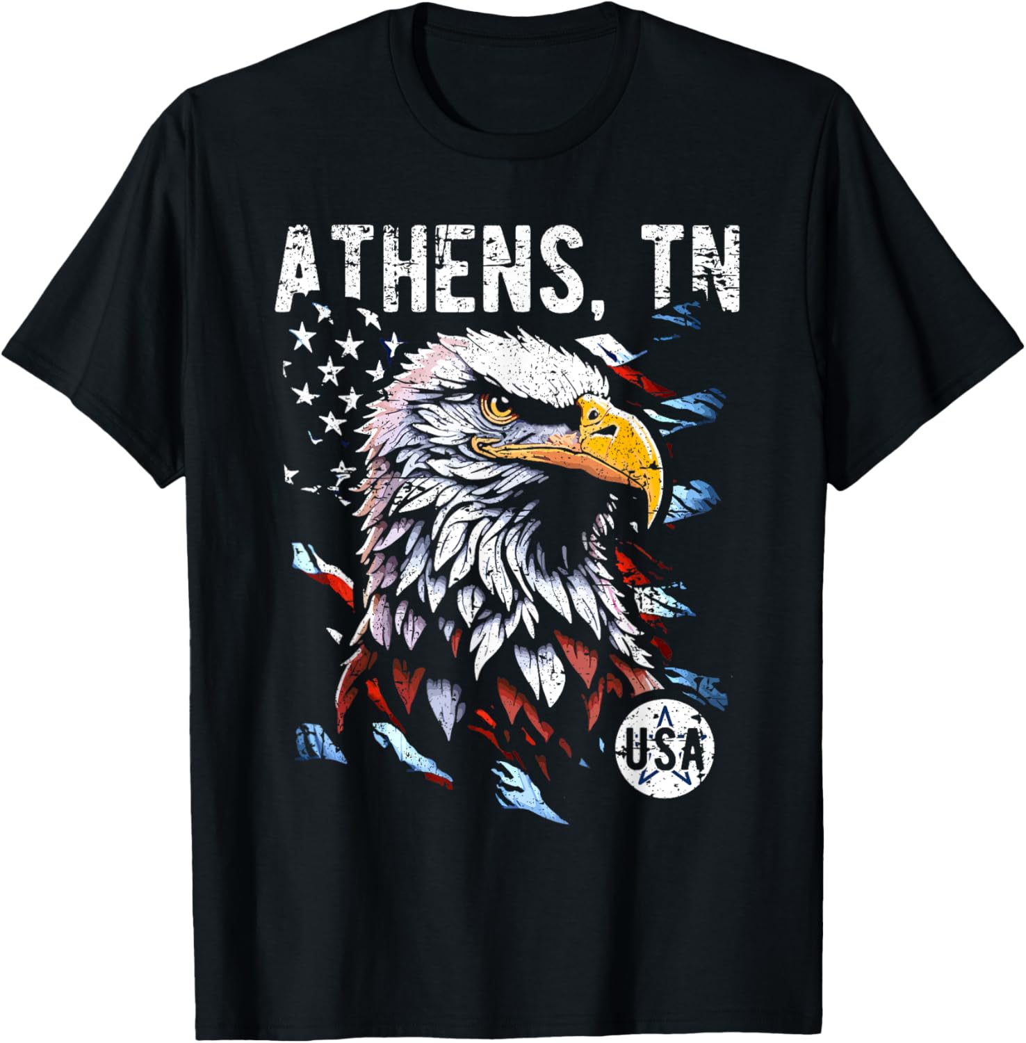 Athens TN Patriotic Eagle USA Flag Vintage Style Design