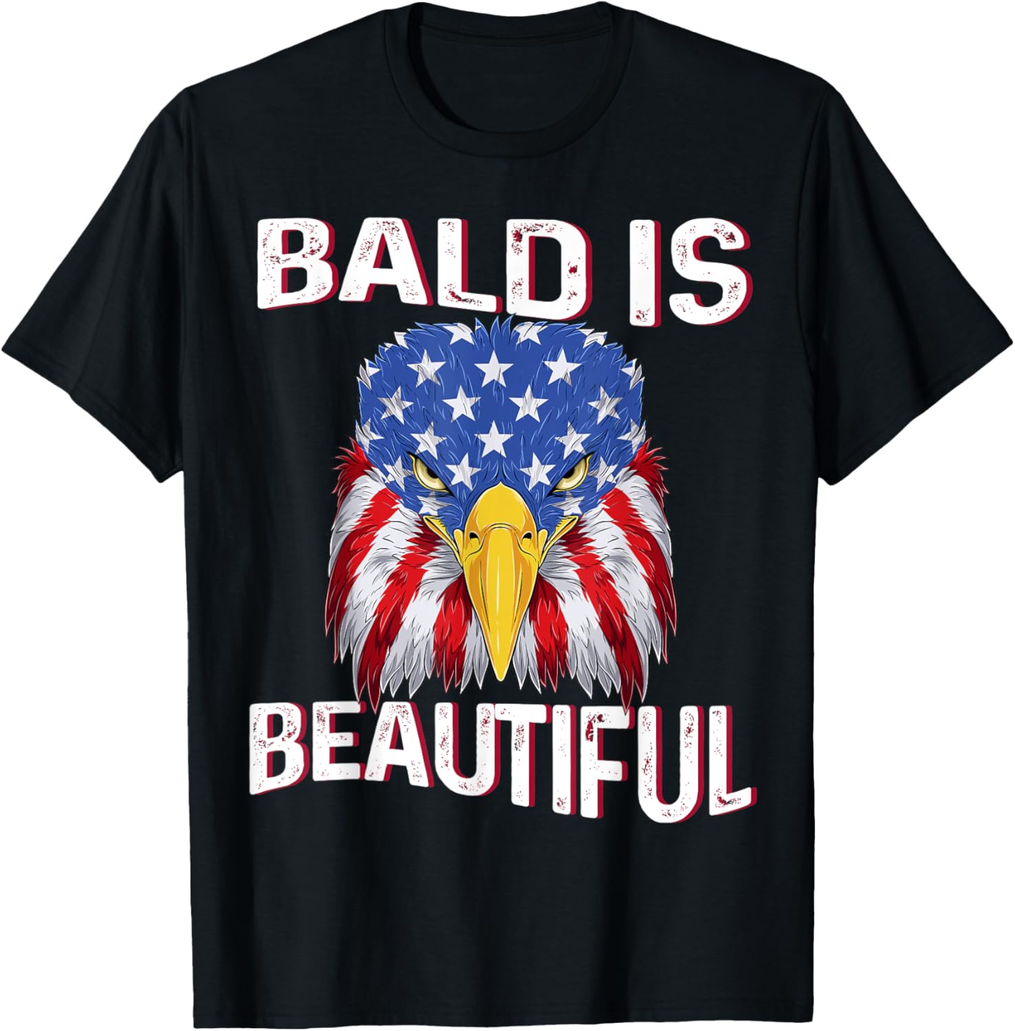 Bald is beautiful Patriotic American Flag Eagle Tee T-Shirt for Men
