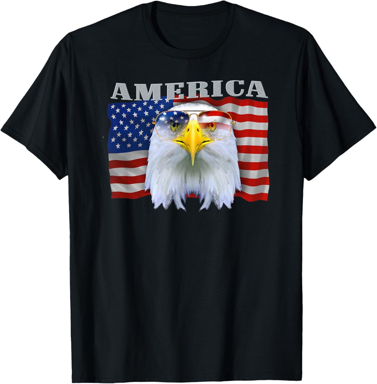 Badass Patriotic America Eagle Wearing Sunglasses USA Flag