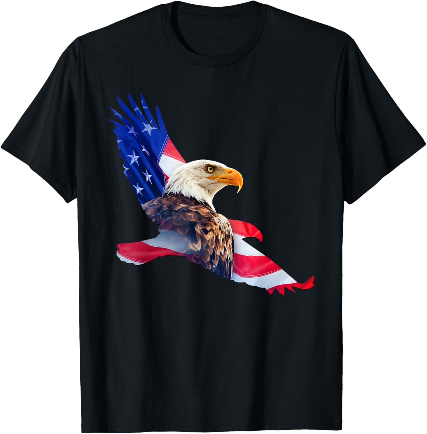 American Bald Eagle and Flag Silhouette