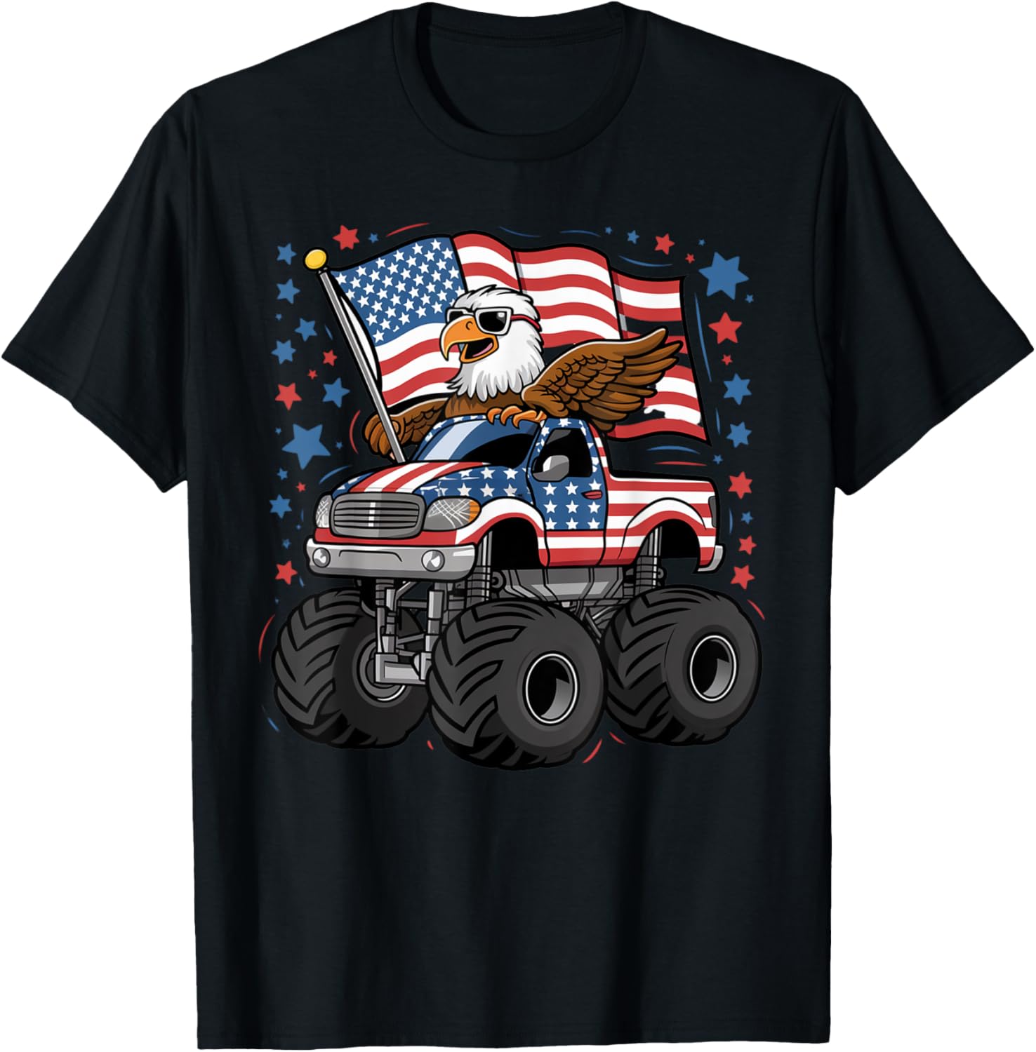 4th of July Funny Truck Boys American Flag Eagle USA