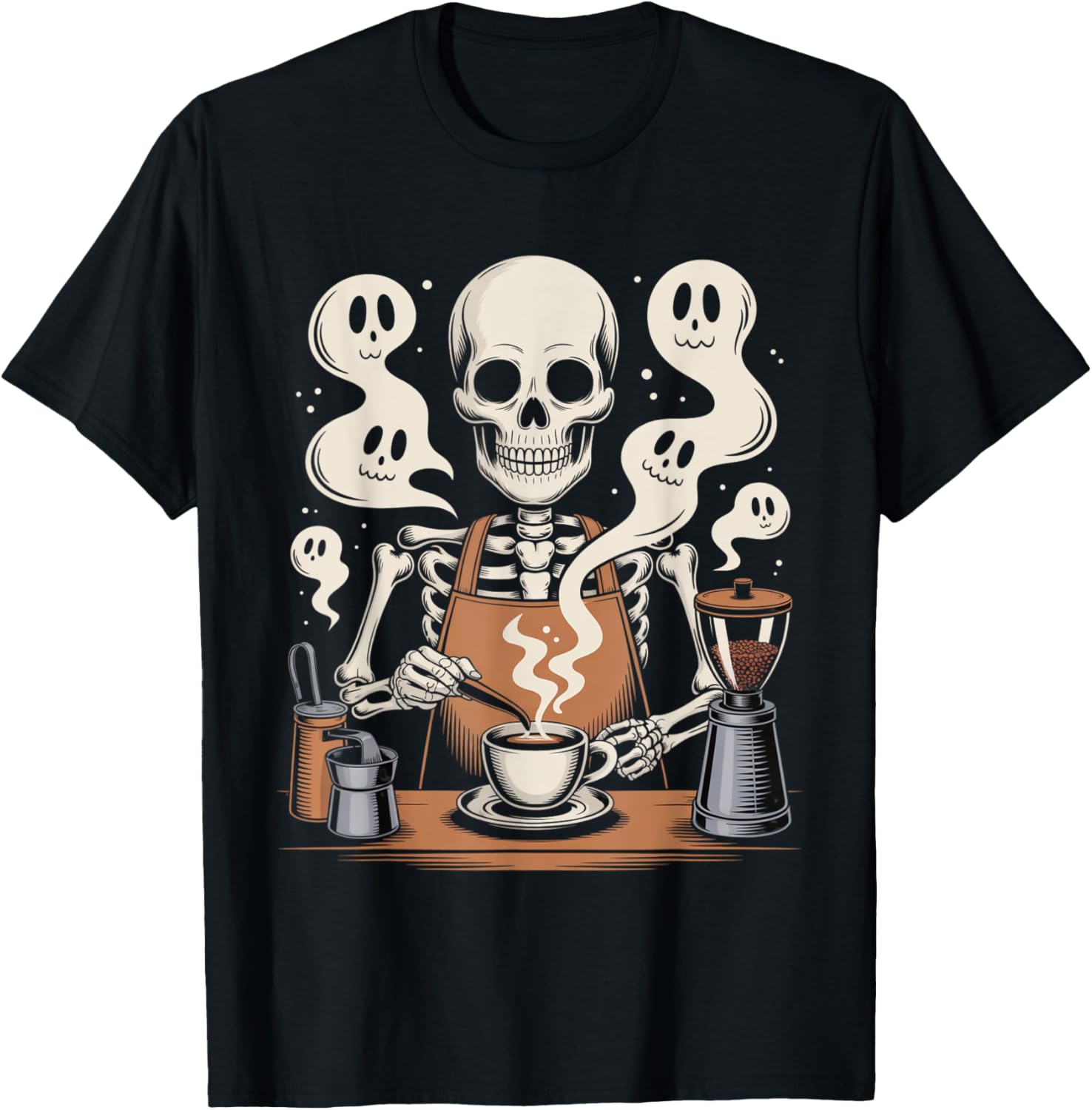 Barista Ghost Coffee Skeleton Spooky Halloween Coffee Maker