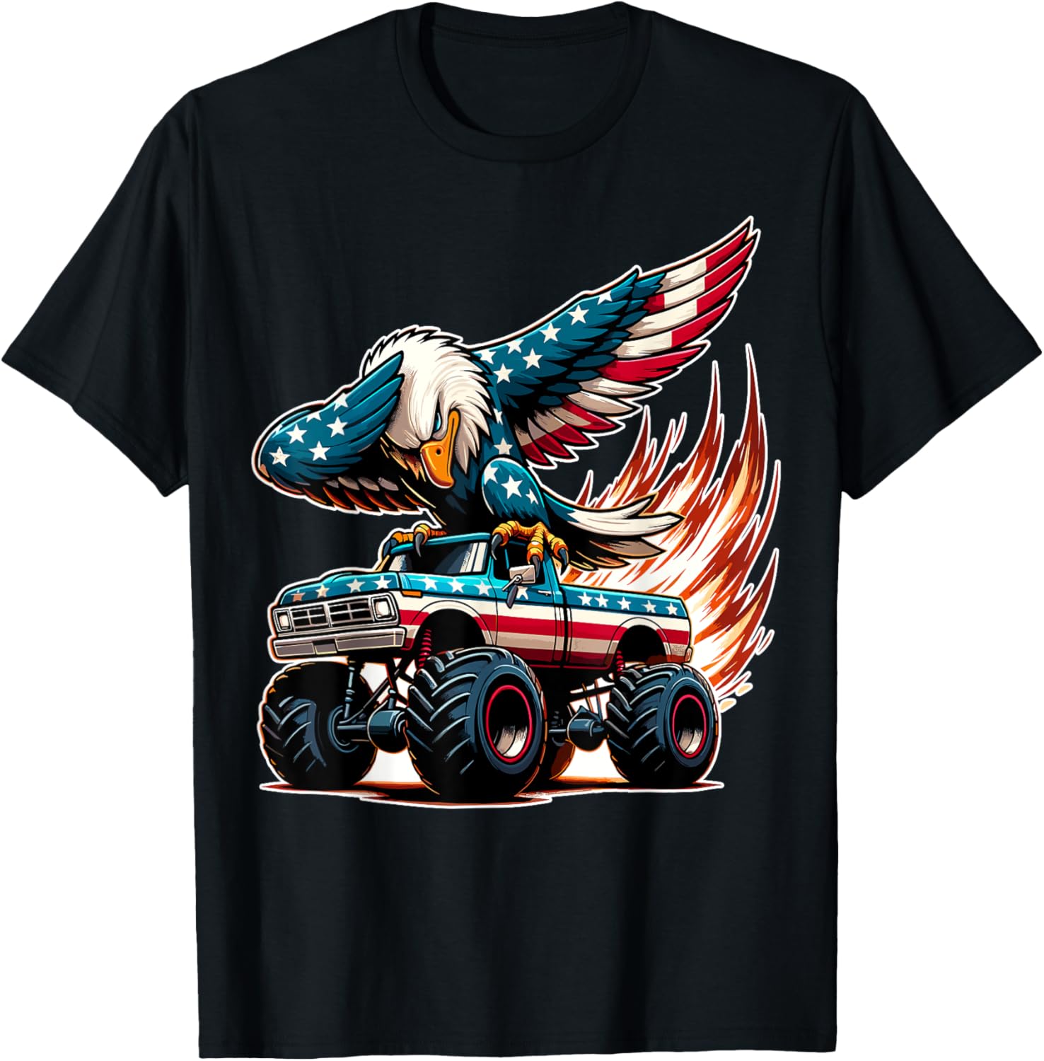 Dabbing Eagle With Monster Truck USA Flag 4th of July Eagle