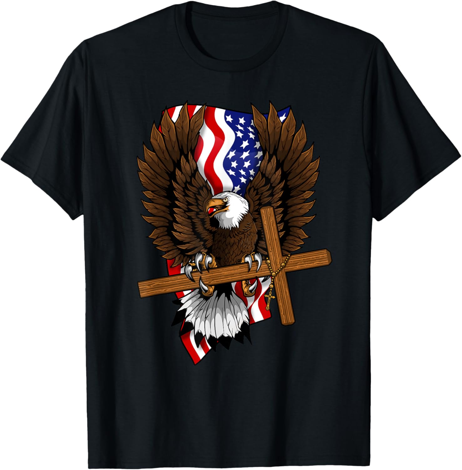 4th of July Bald Eagle USA American Flag Christian Faith T-Shirt for Women Kids Men
