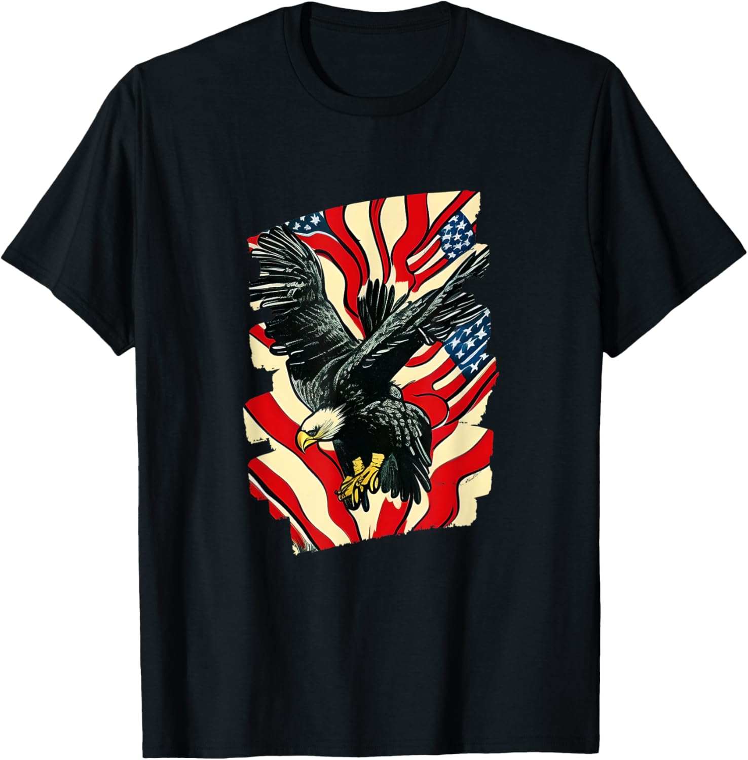 4th of July, Retro Eagle with Vintage American Flag,
