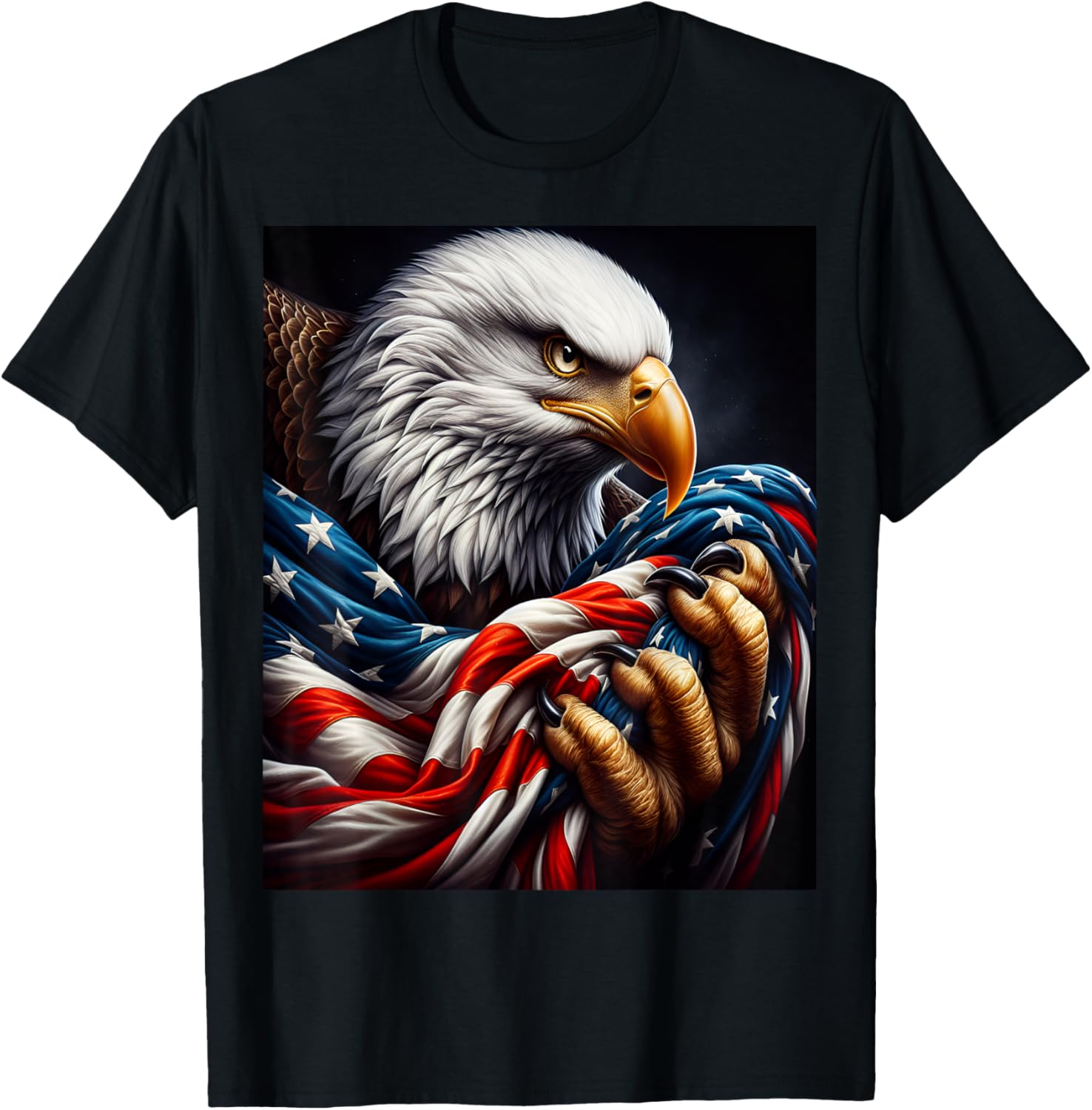 Bald Eagle Clutching American Flag